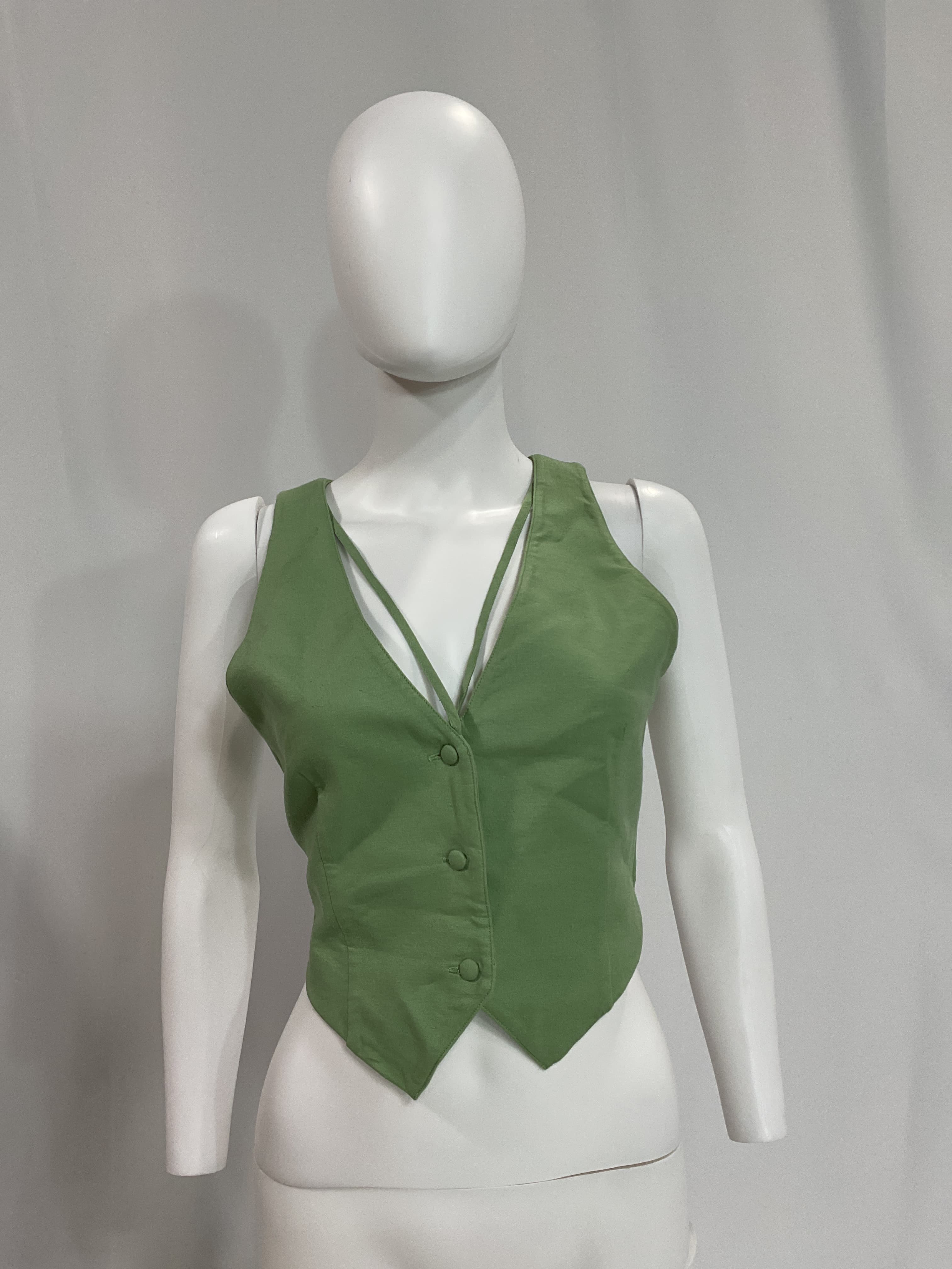 Matilde Vest In Sage Green - Image 4