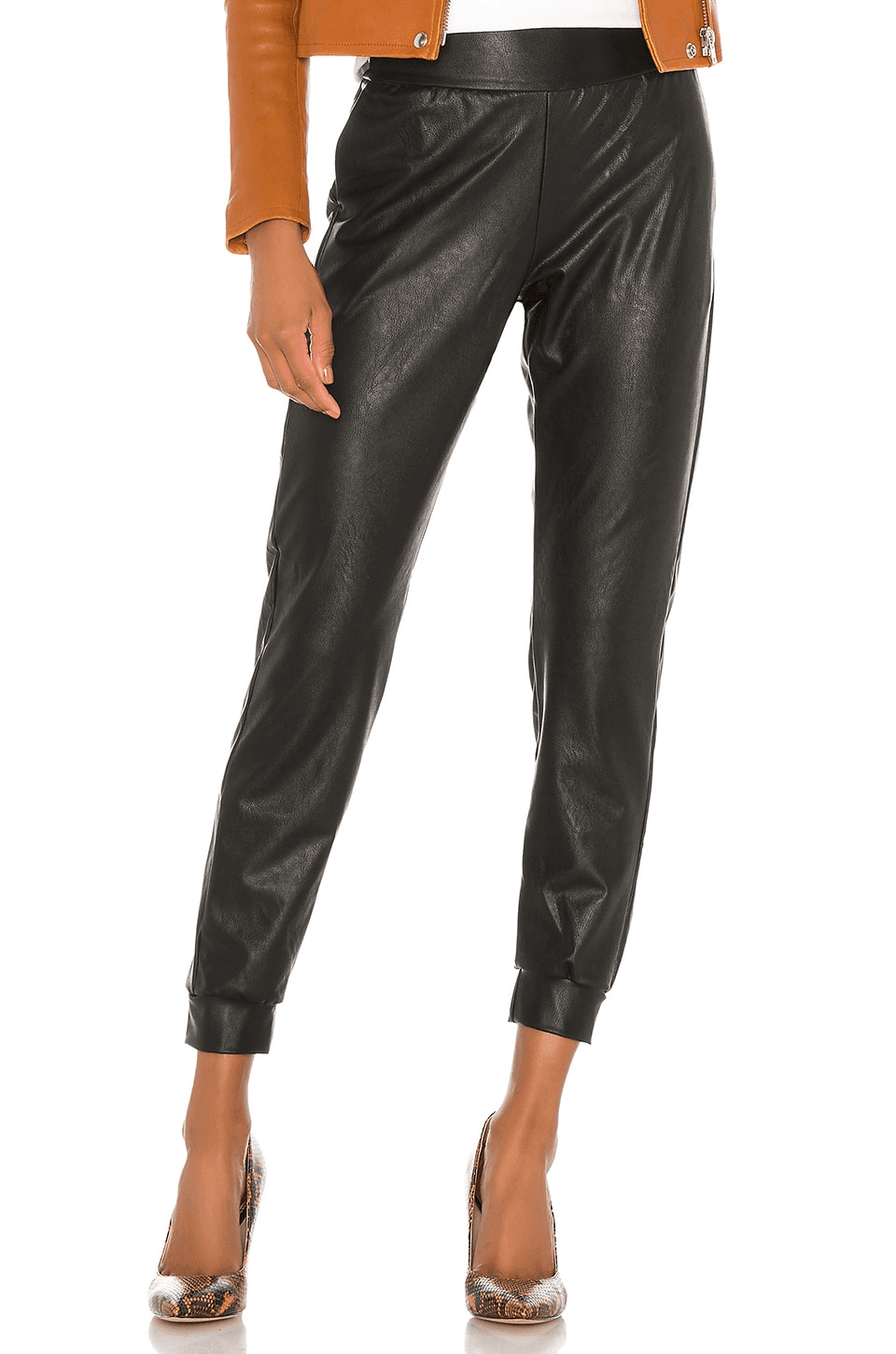 Faux Leather Jogger In Black - Image 1