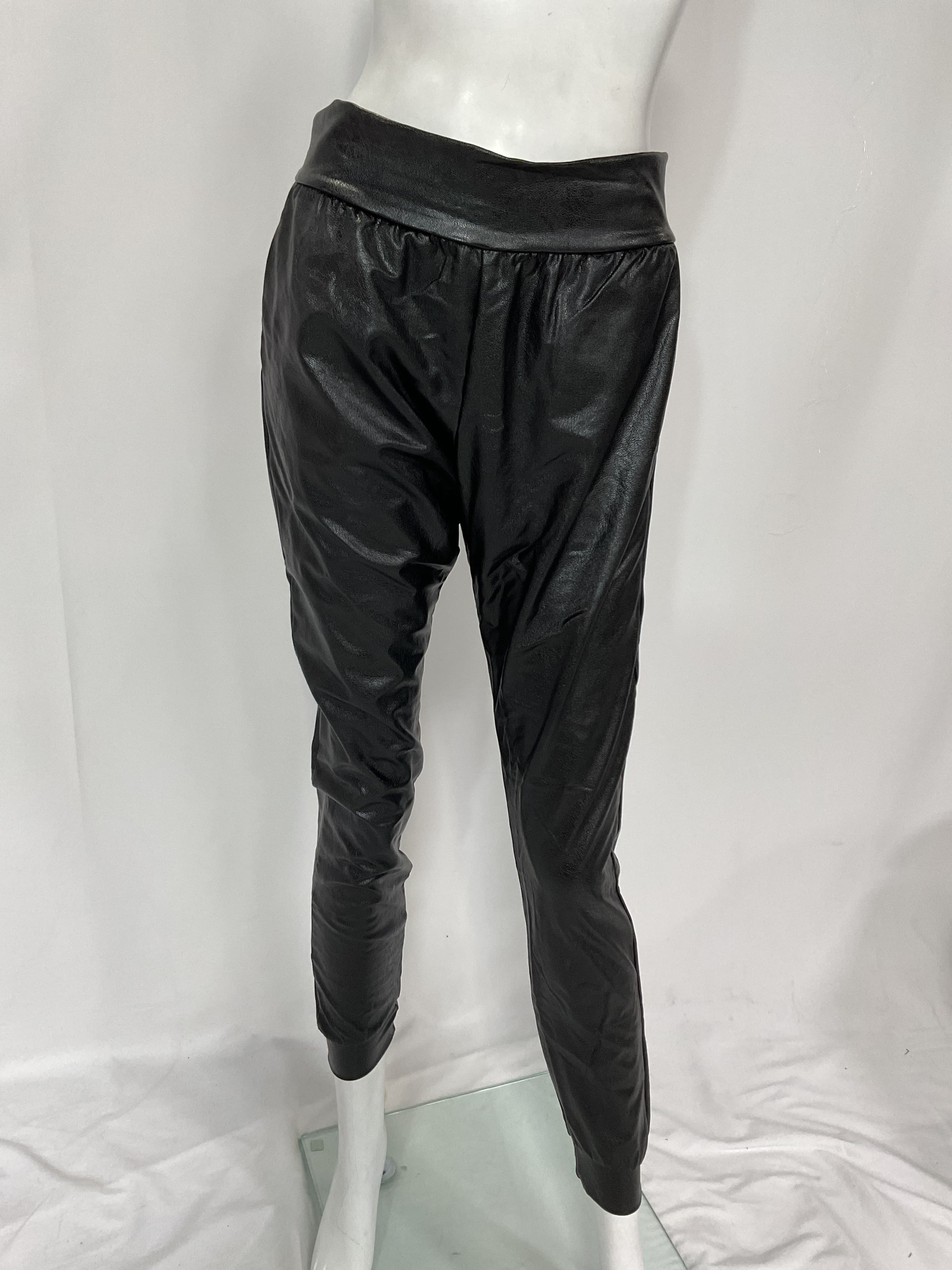 Faux Leather Jogger In Black - Image 4