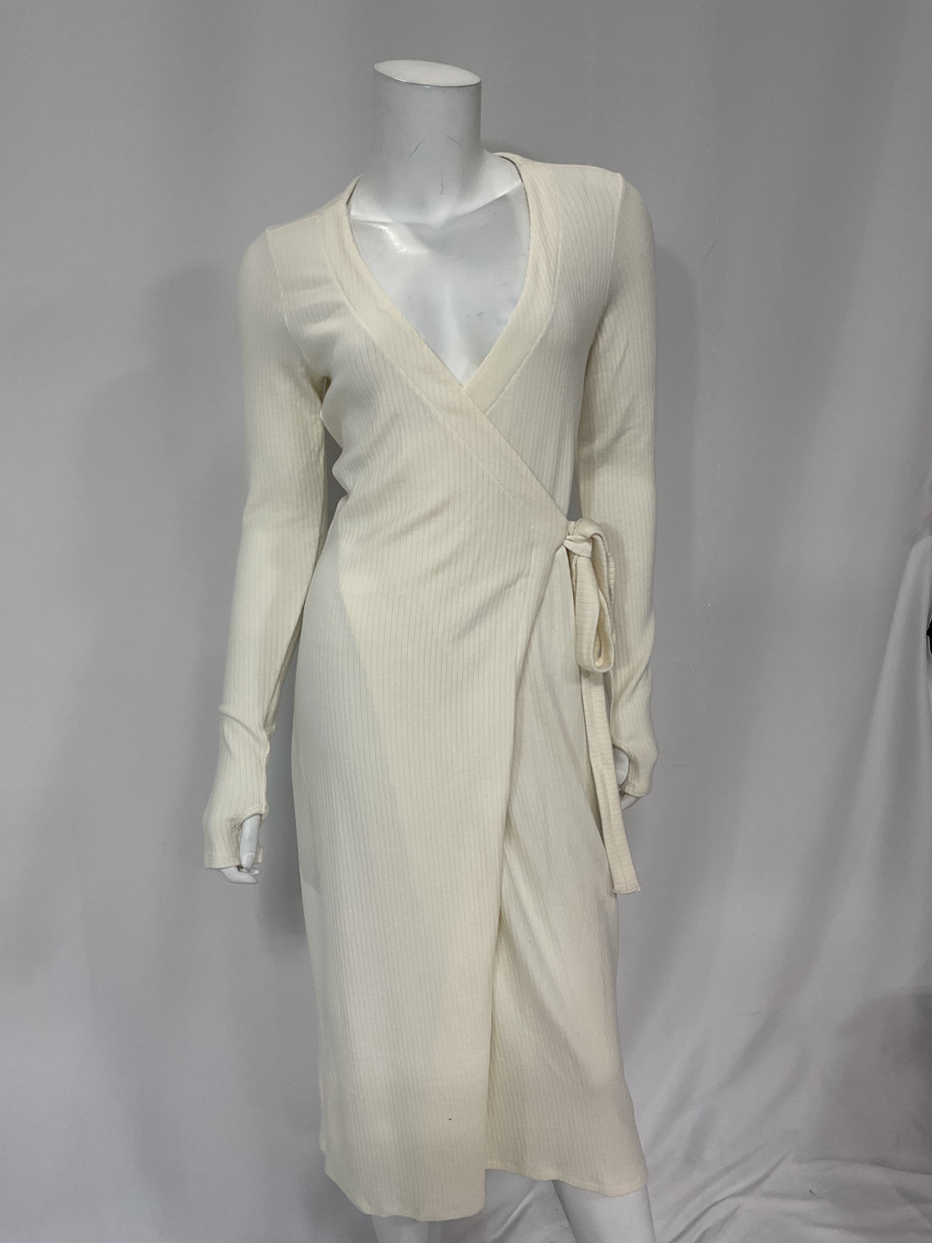 Cashmere Wrap Dress In Winter White - Image 2