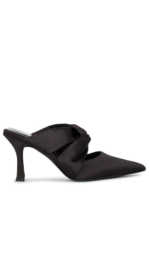 Tied Up Mule In Black Satin - Image 1