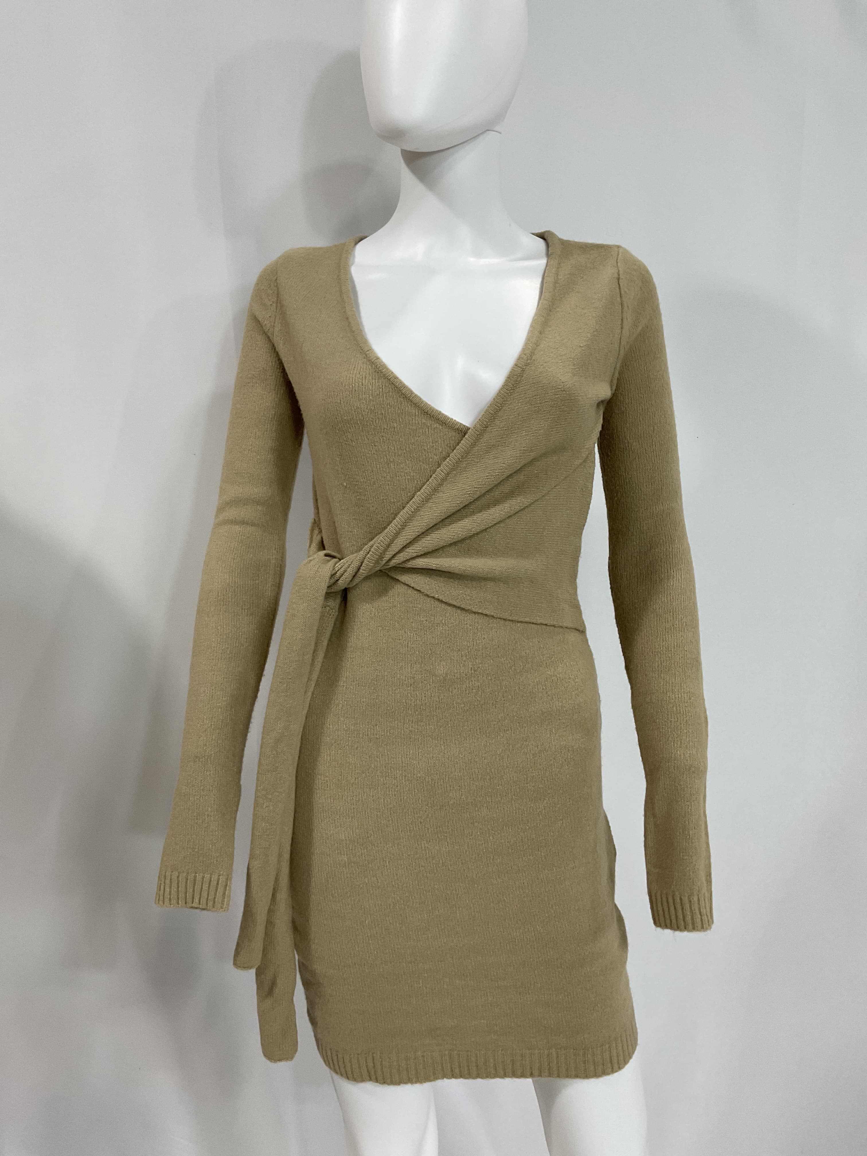 Sean Wrap Dress In Oatmeal - Image 3