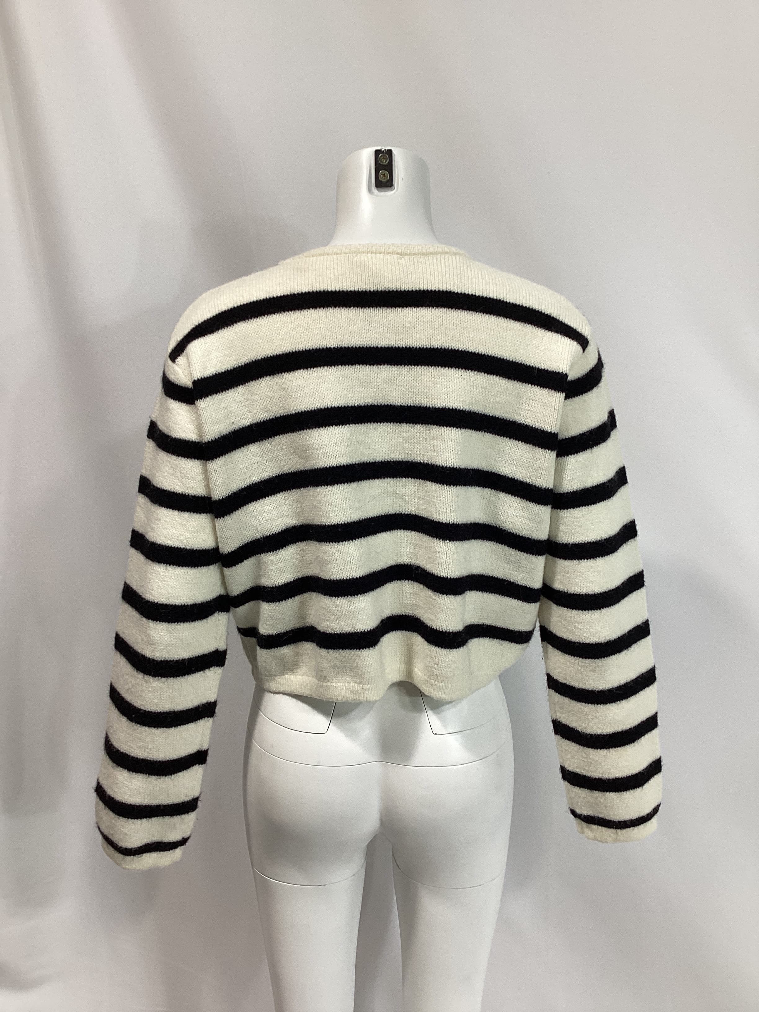 Benni Stripe Cardigan In Cream & Black - Image 2