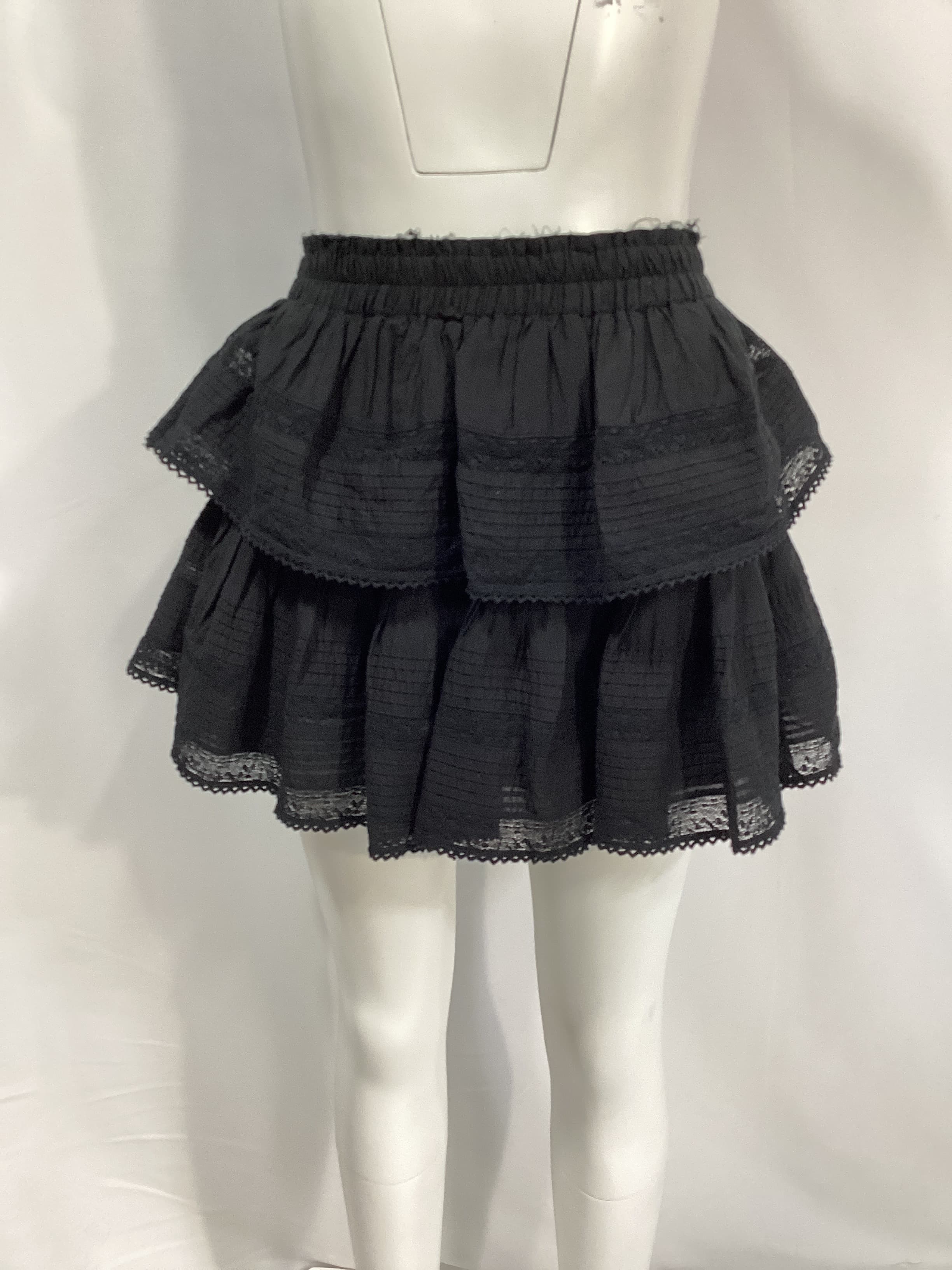 Ruffle Mini Skirt In Black - Image 2