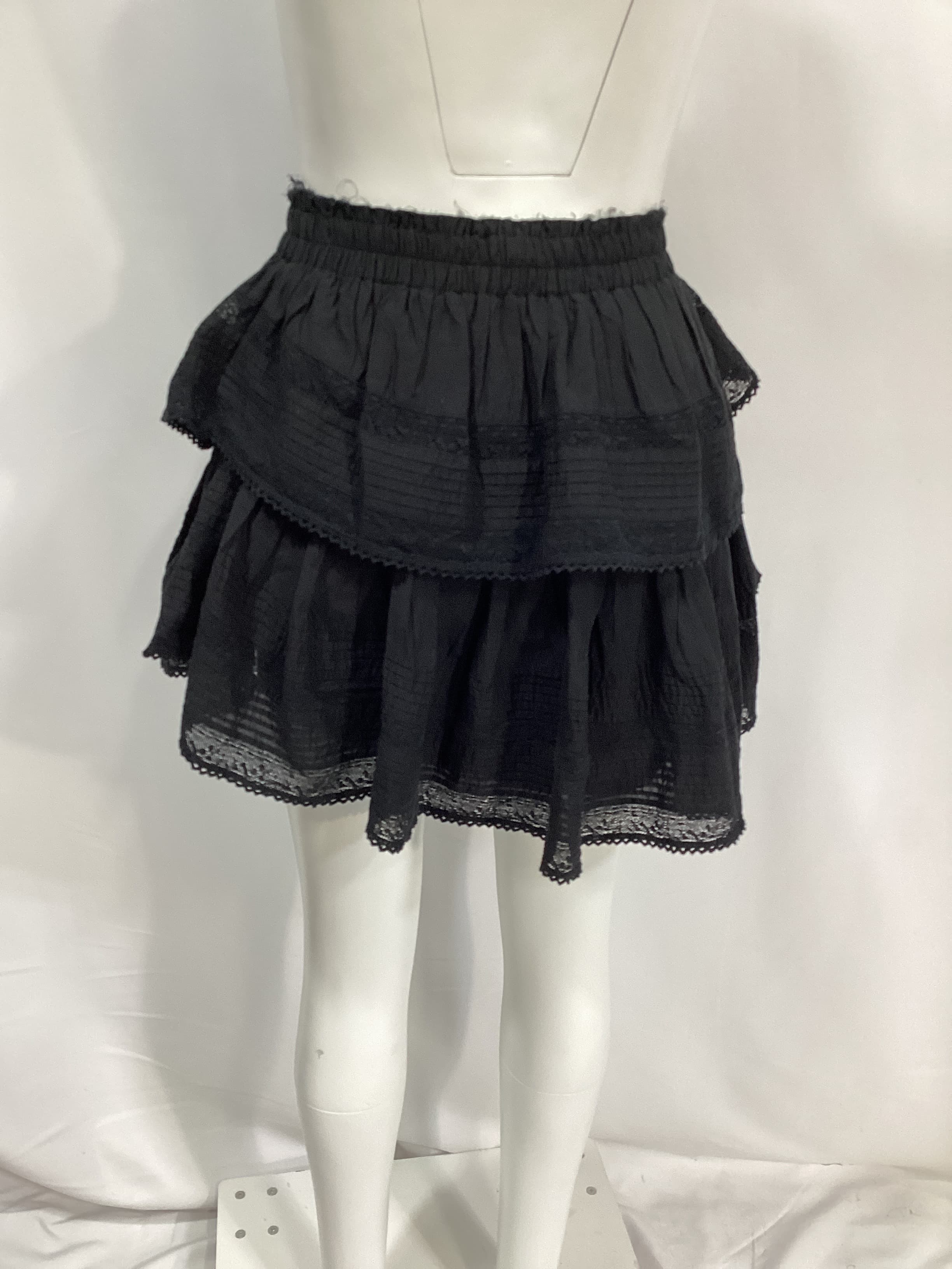 Ruffle Mini Skirt In Black - Image 3