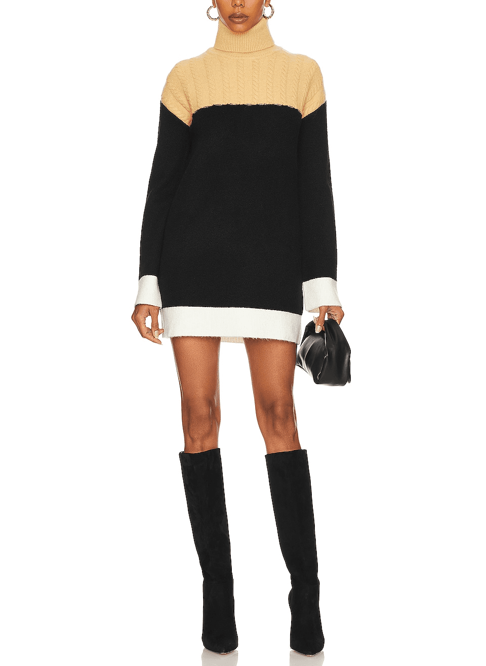 Kane Sweater Dress In Nude & Black - Image 1