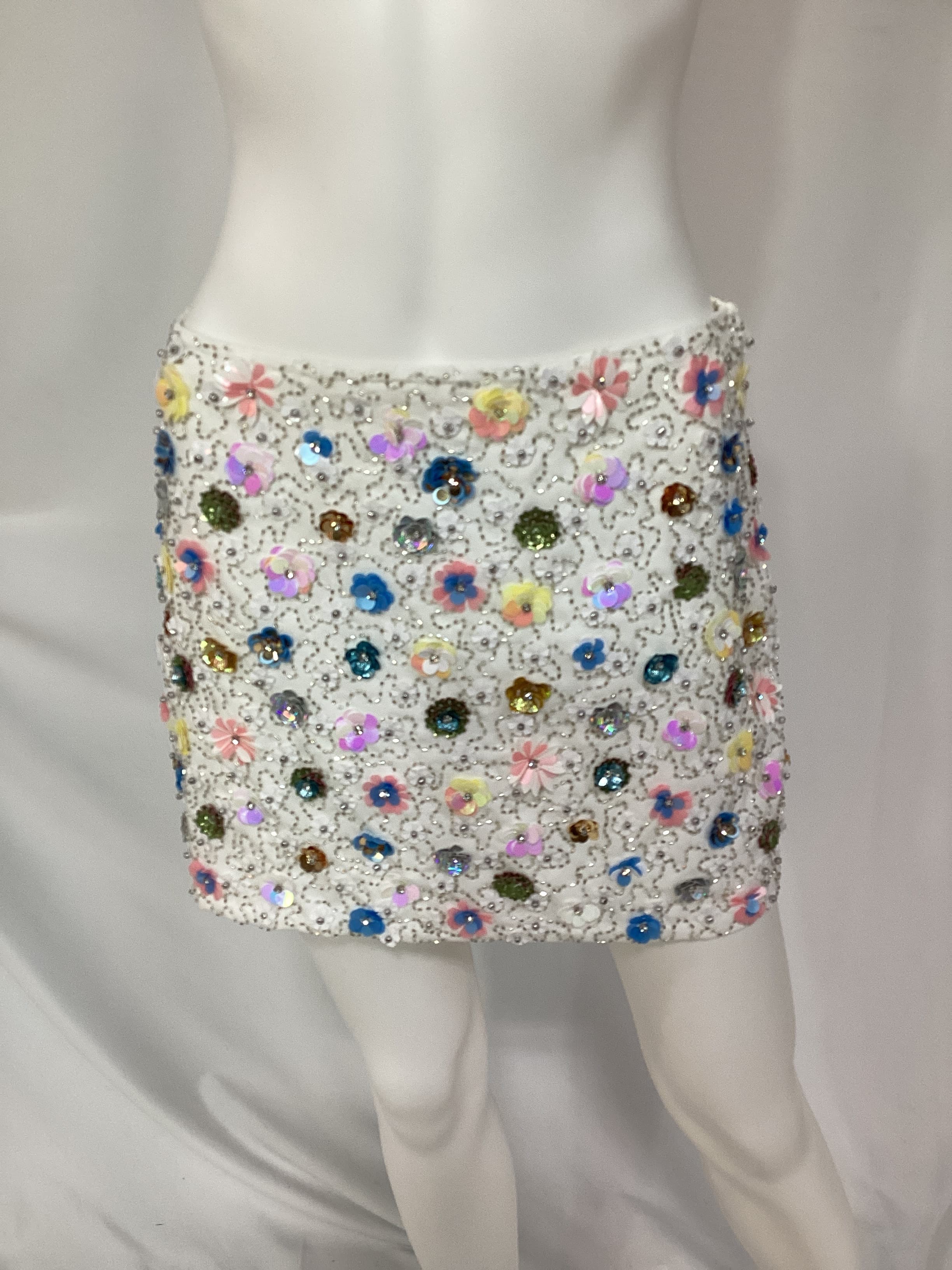 Leva Embellished Mini Skirt In White Multi - Image 4