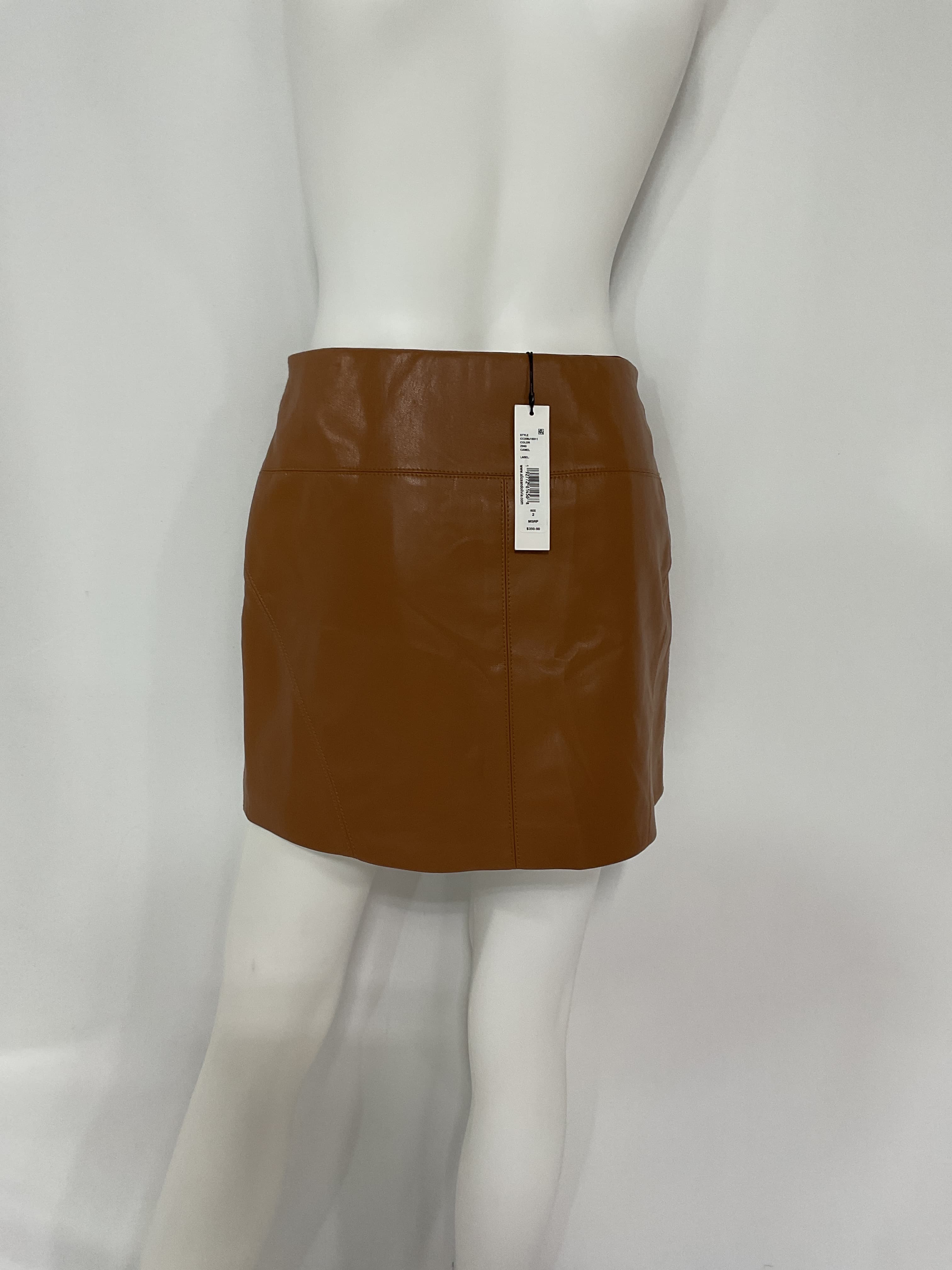 Kendale Faux Leather Mini Skirt In Camel - Image 2