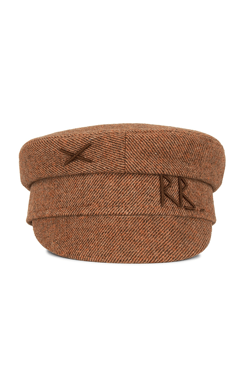 Monogram-Embellished Baker Boy Cap In Brown - Image 1