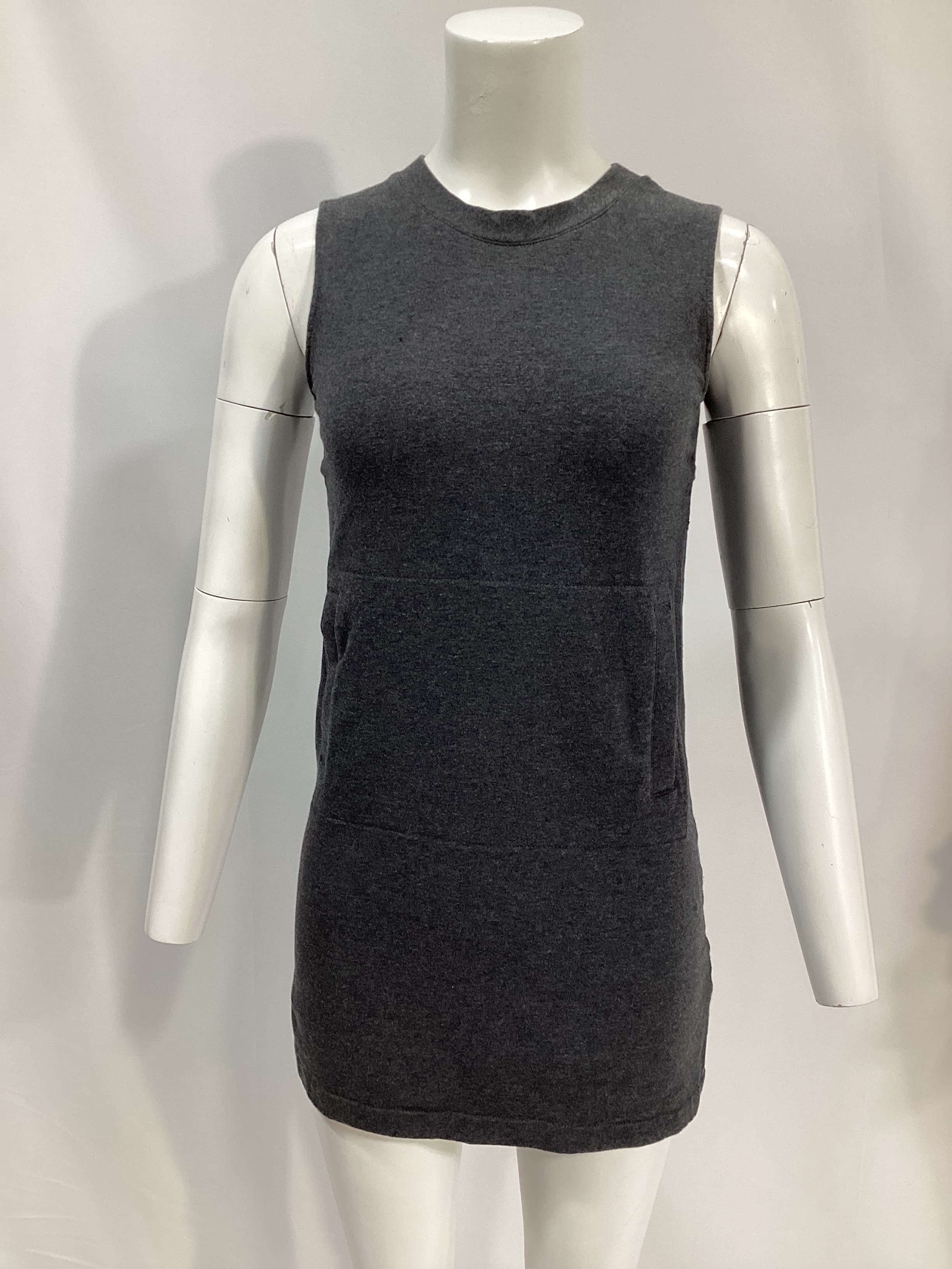 Sleeveless Tailored Terry Mini Dress In Dark Heather Grey - Image 2