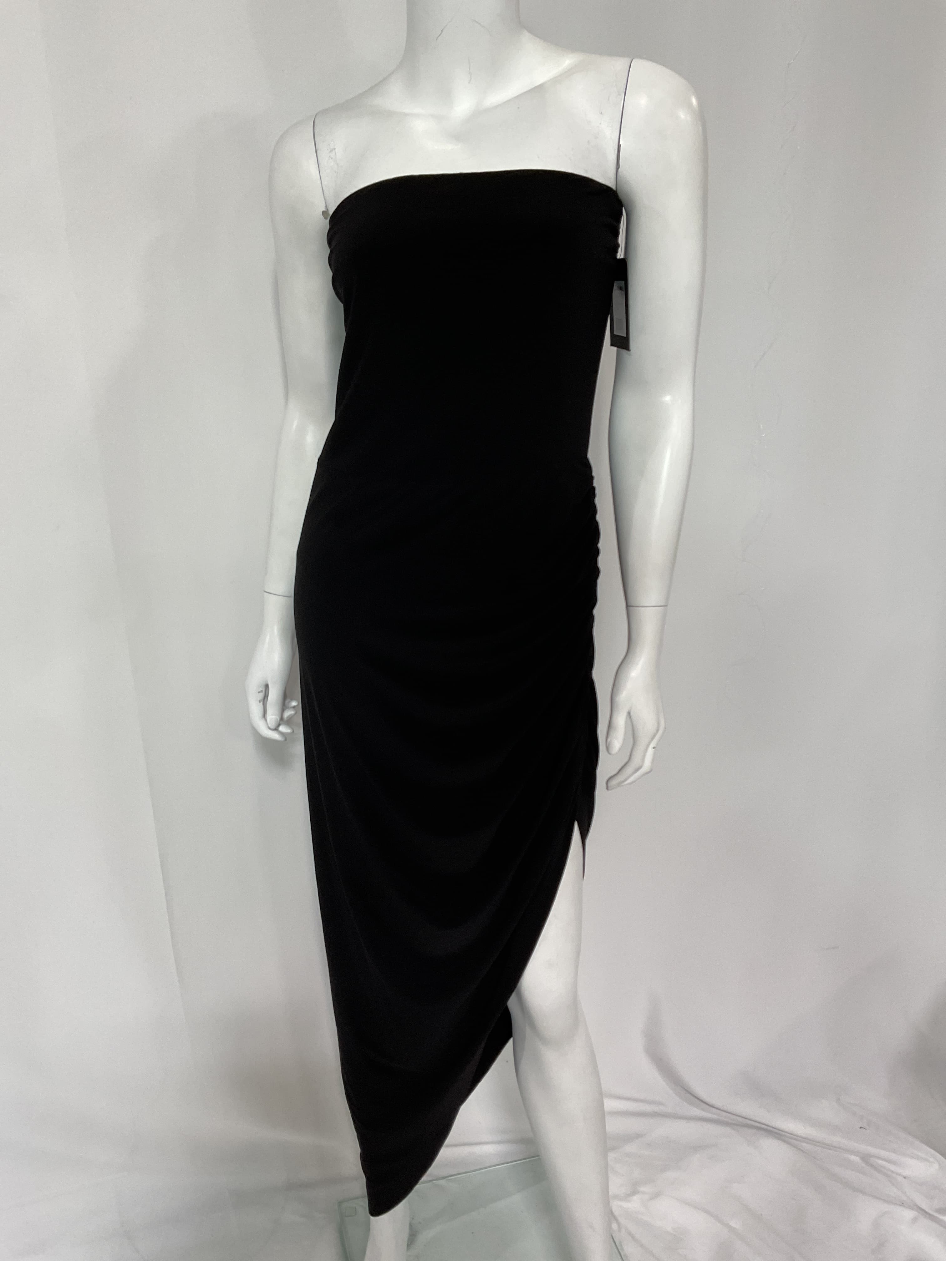 Strapless Side Drape Gown In Black - Image 2