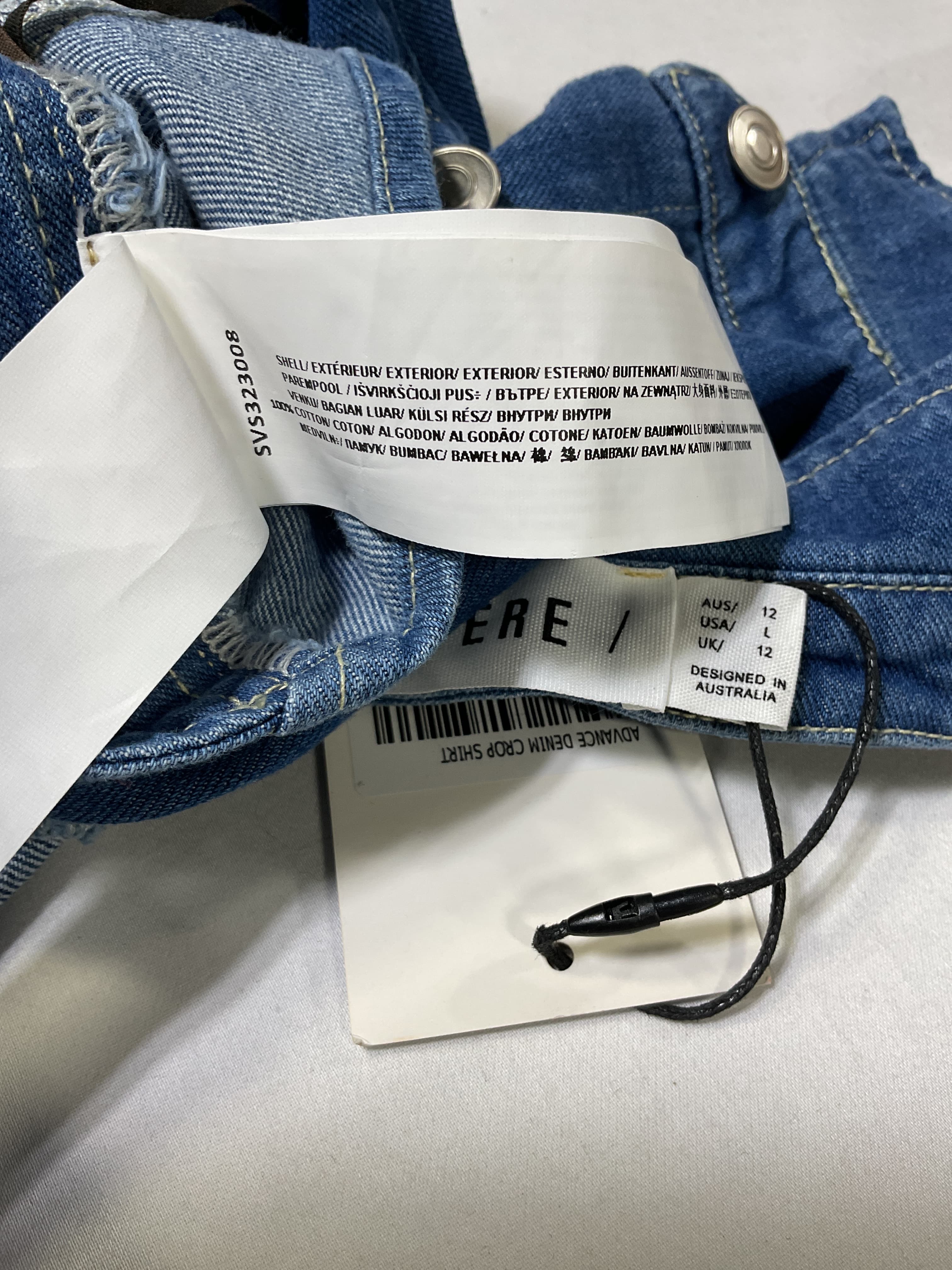 Advance Denim Crop Shirt In Mid Blue - Image 2