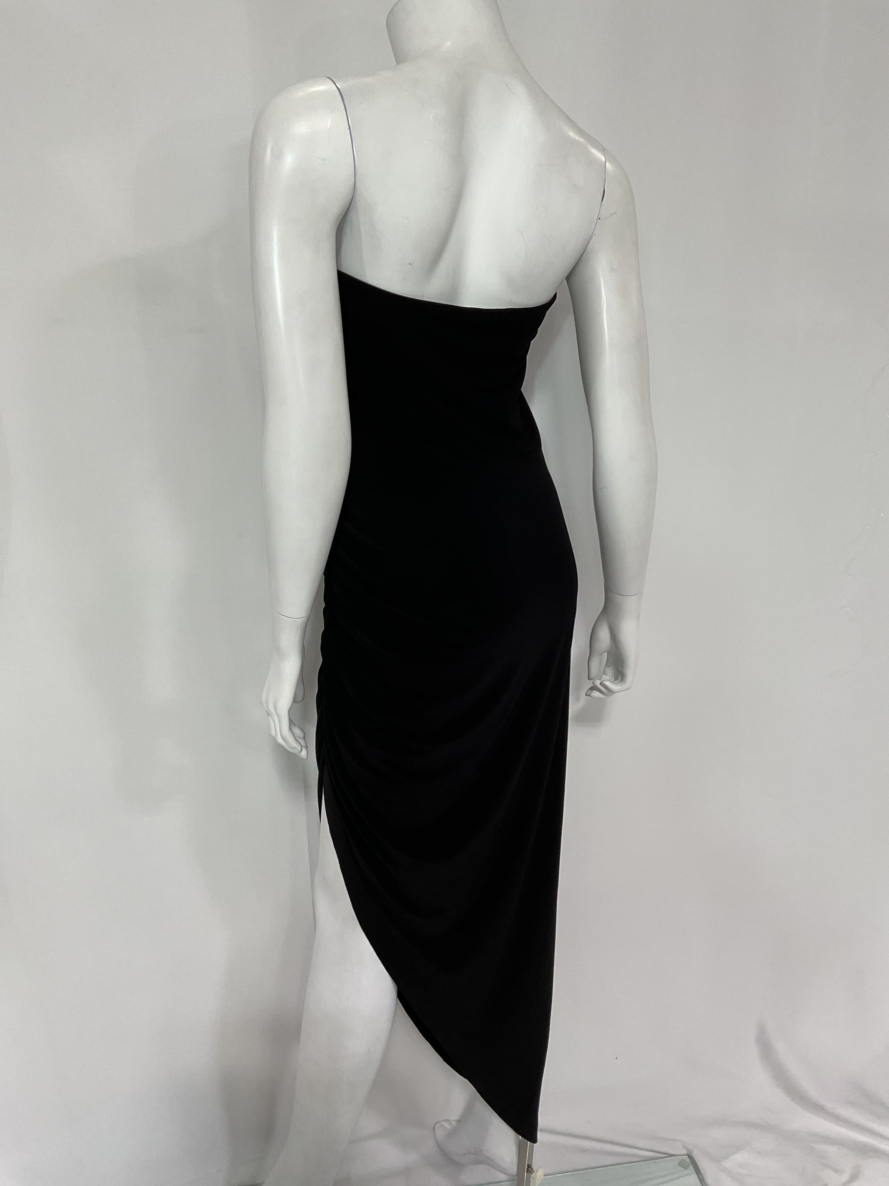 Strapless Side Drape Gown In Black - Image 3