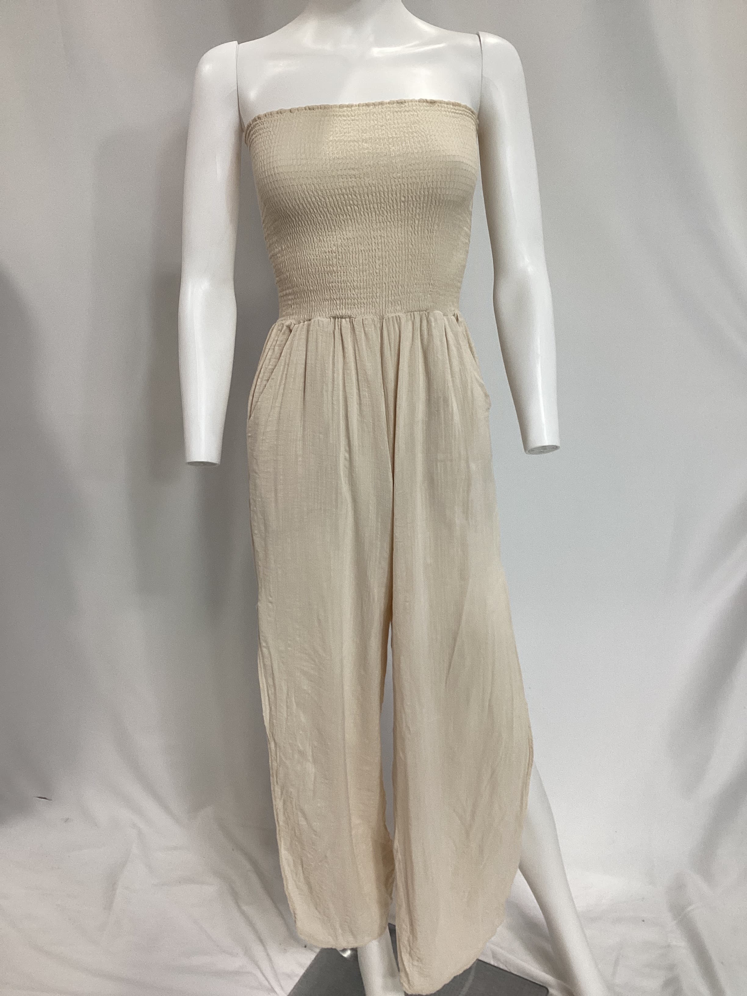 Harriet Jumpsuit In Beige Canvas - Image 3