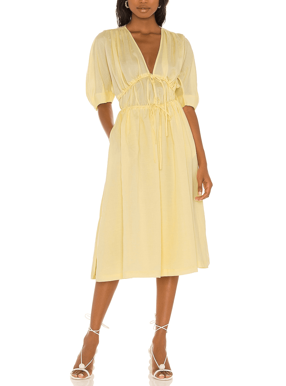 Sonnet Midi Dress In Pale Yellow - Image 1