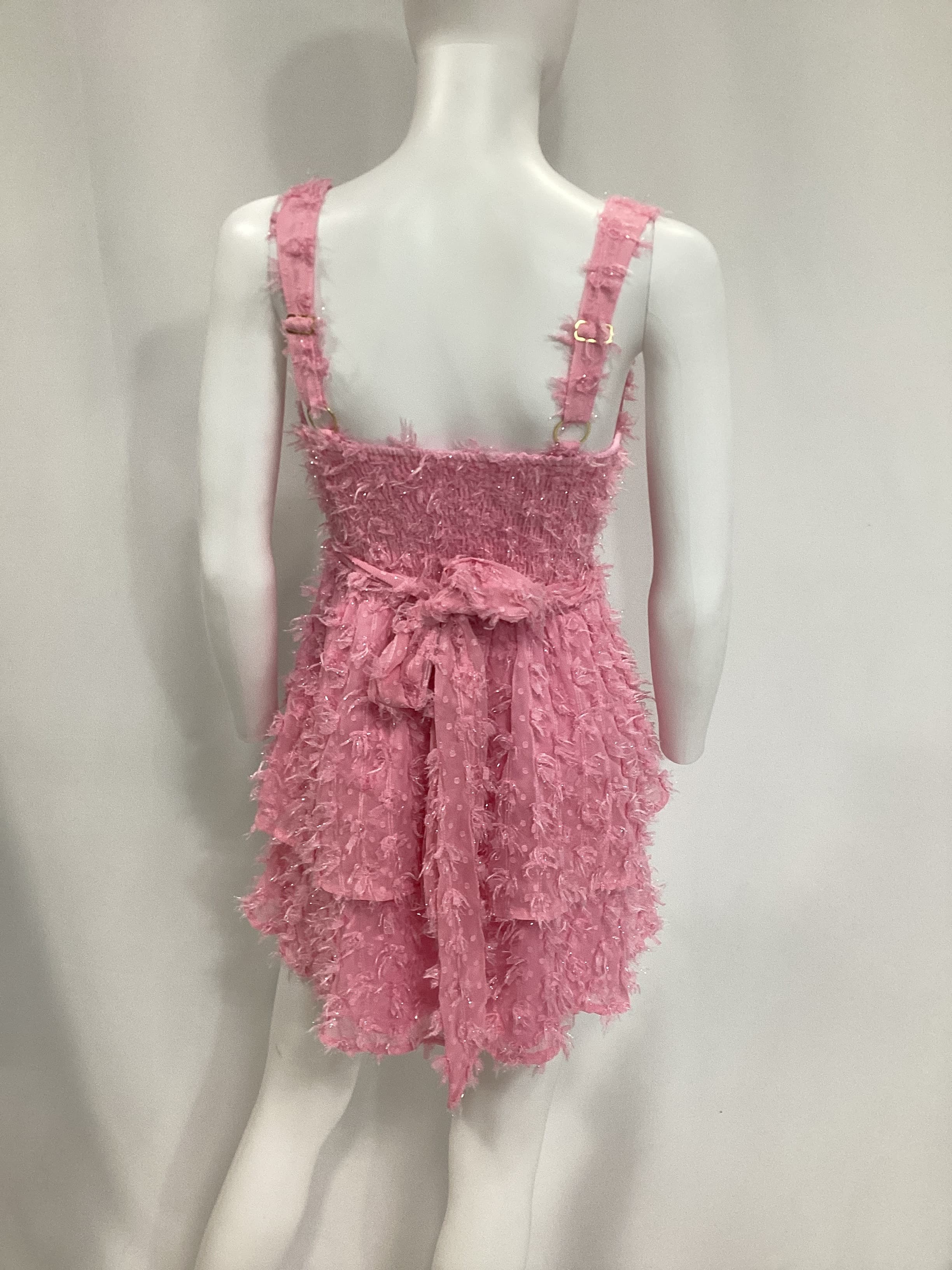 Meg Mini Dress In Pink Eyelash - Image 2