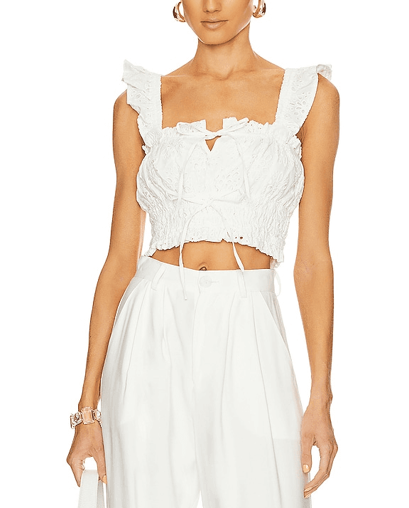 Kary Blouse In Pacific Cotton Eyelet - Image 1