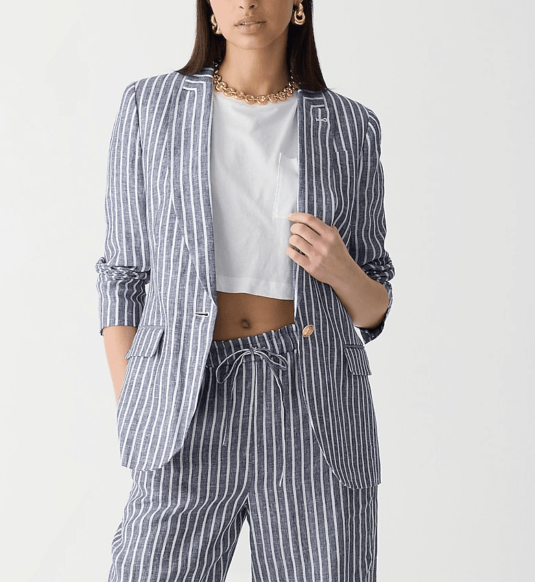 Alfie Blazer In Striped Linen - Image 1