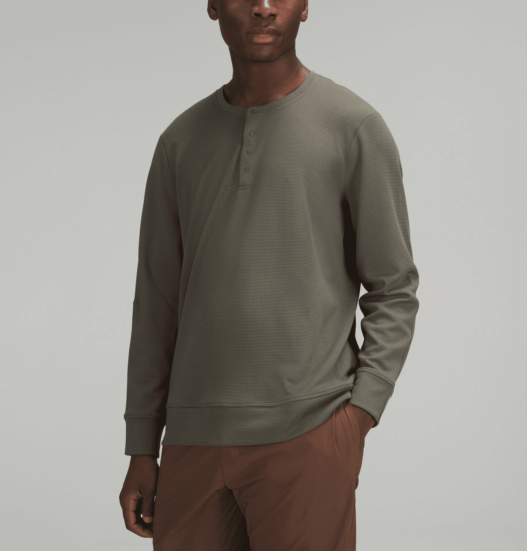 Shift Stitch Long Sleeve Henley - Image 1