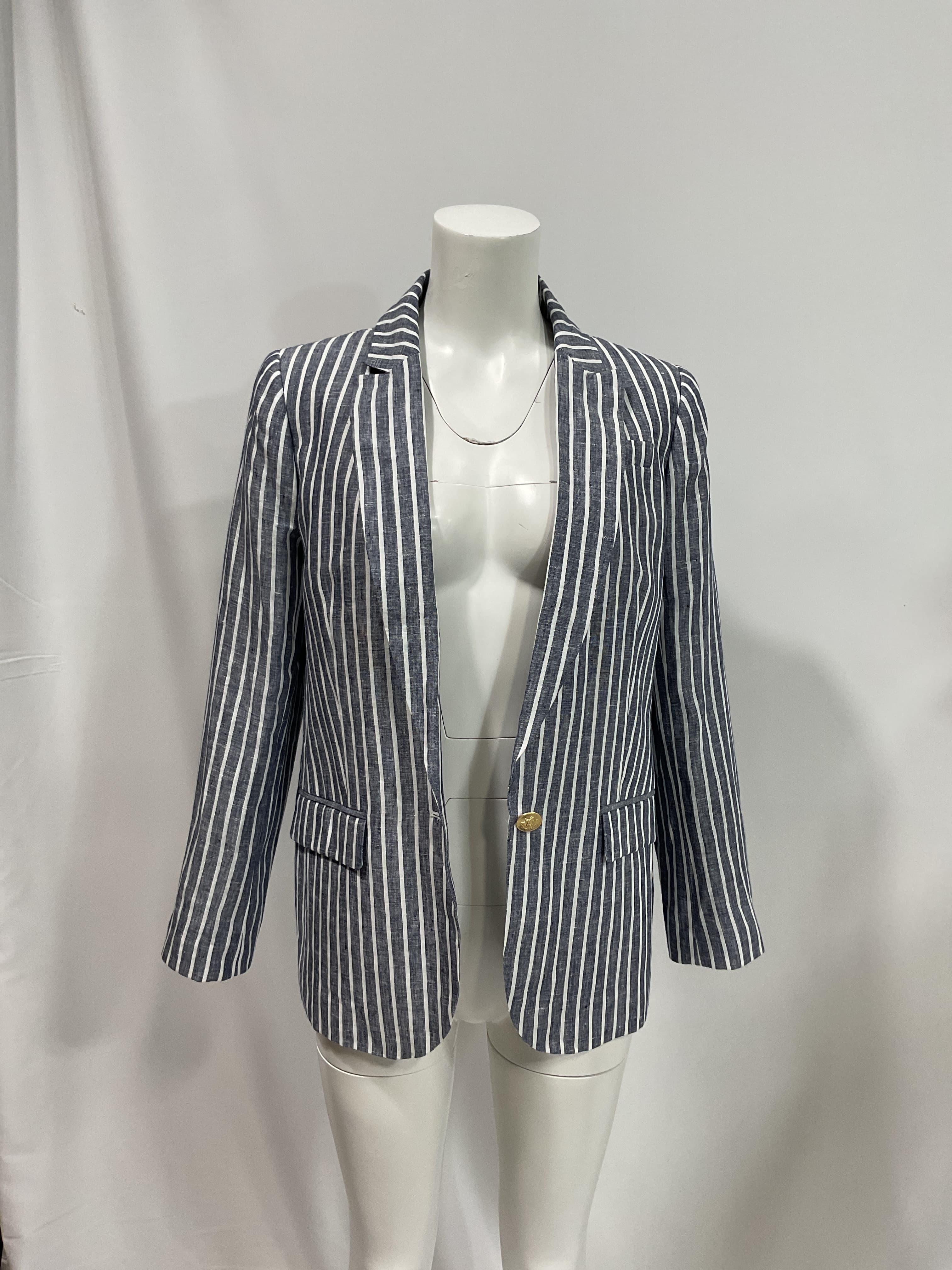 Alfie Blazer In Striped Linen - Image 3