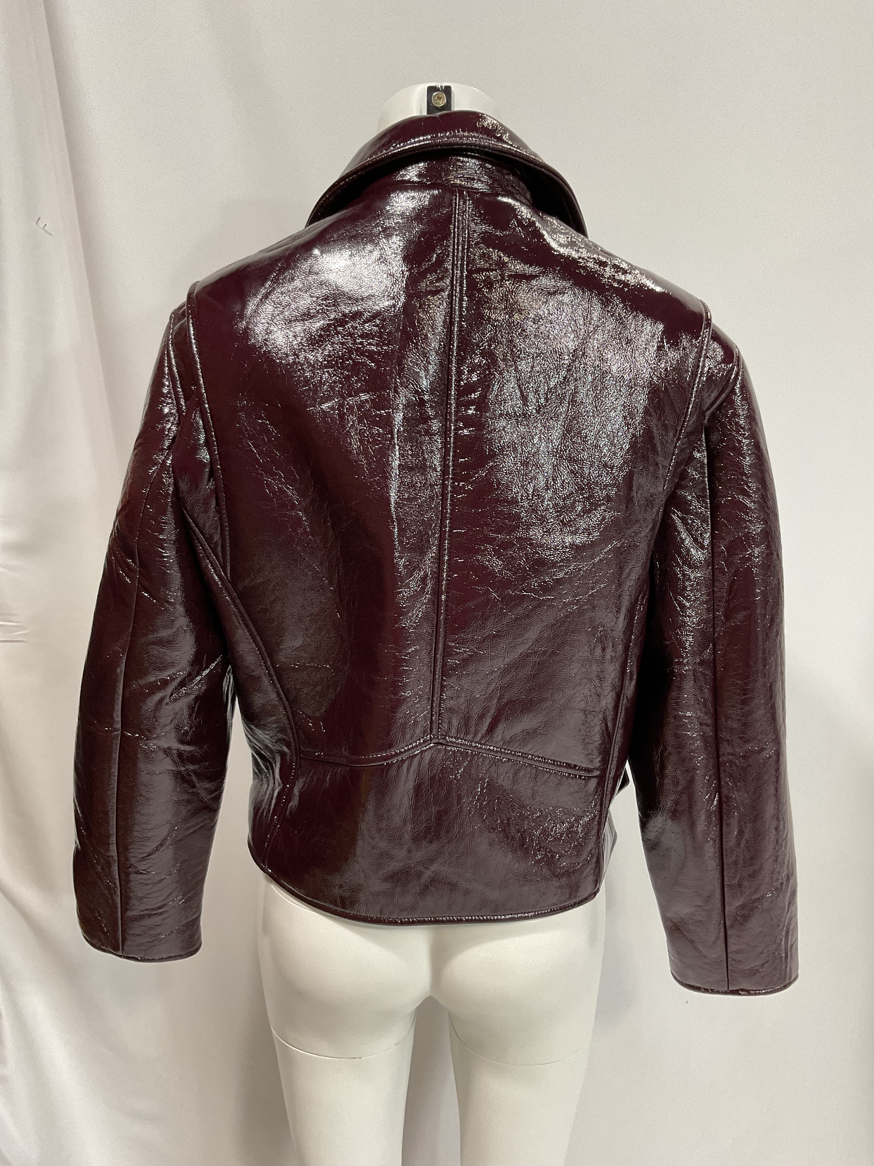 Shiny Crinkle Faux Leather Moto Jacket - Image 4