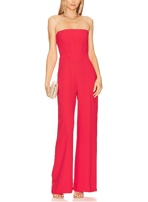 Amanda Uprichard X Revolve Strapless Pittito Jumpsuit In Crimson - Image 1