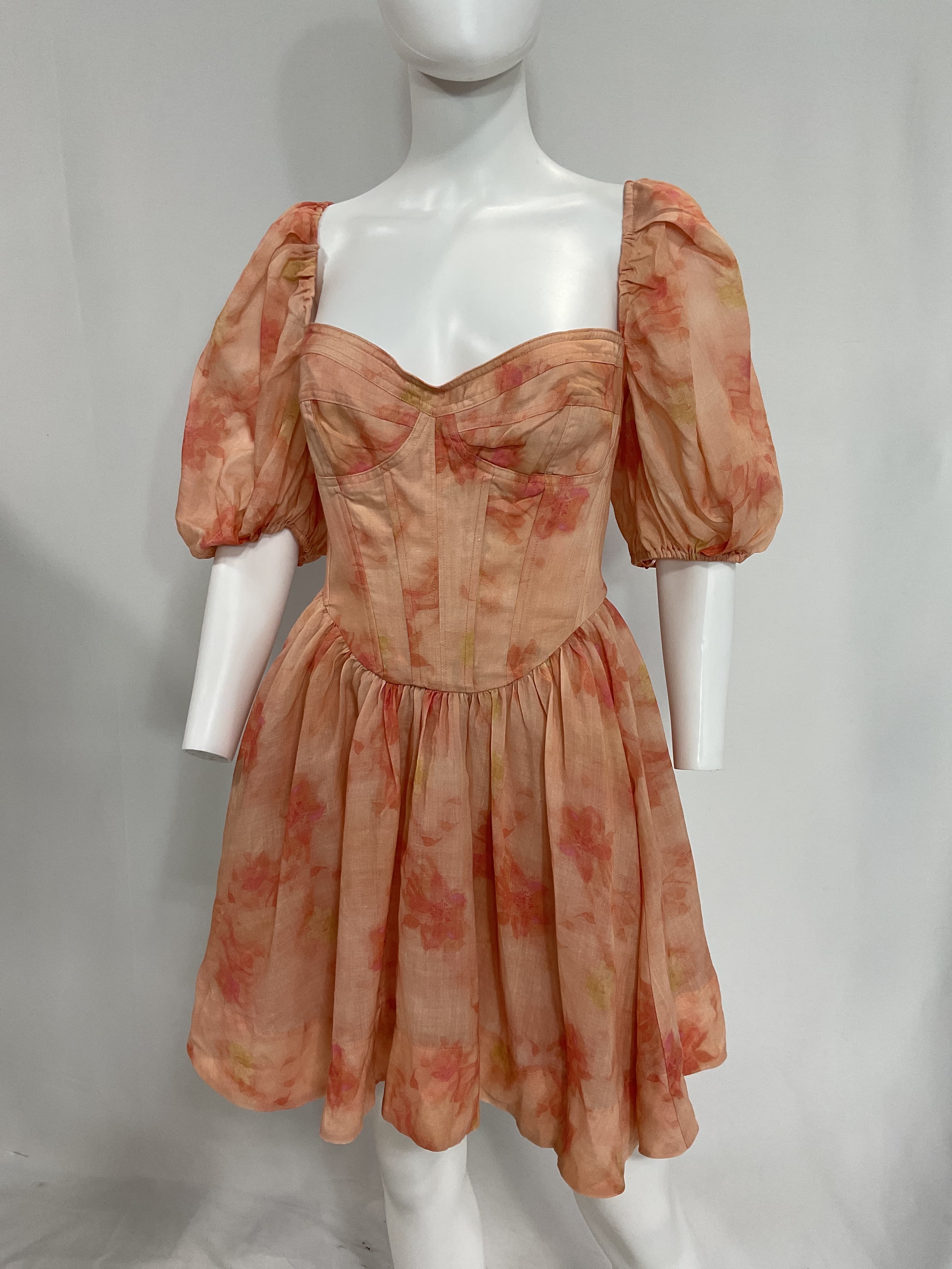 Kiah Corset Mini Dress In Orange Floral - Image 4