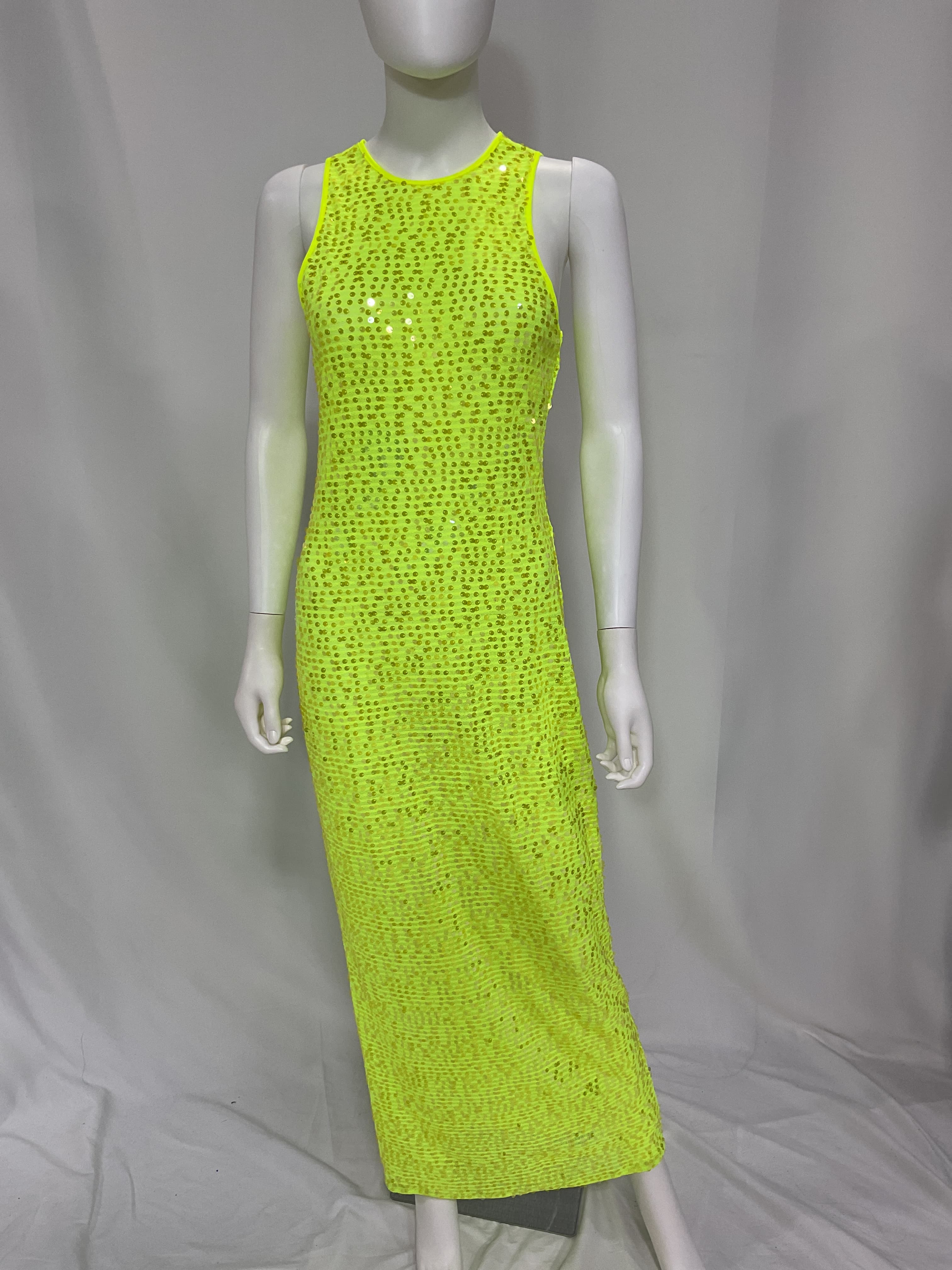 Erin Sequin Maxi Dress In Lime Green Sequin - Image 4