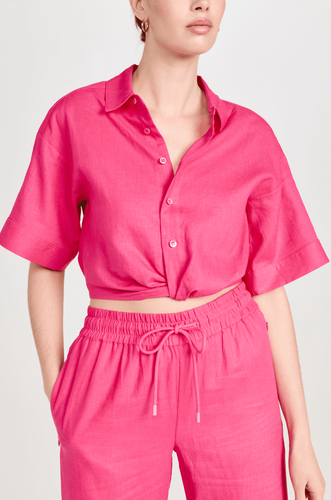 Cropped Twist Front Shirt - Image 1