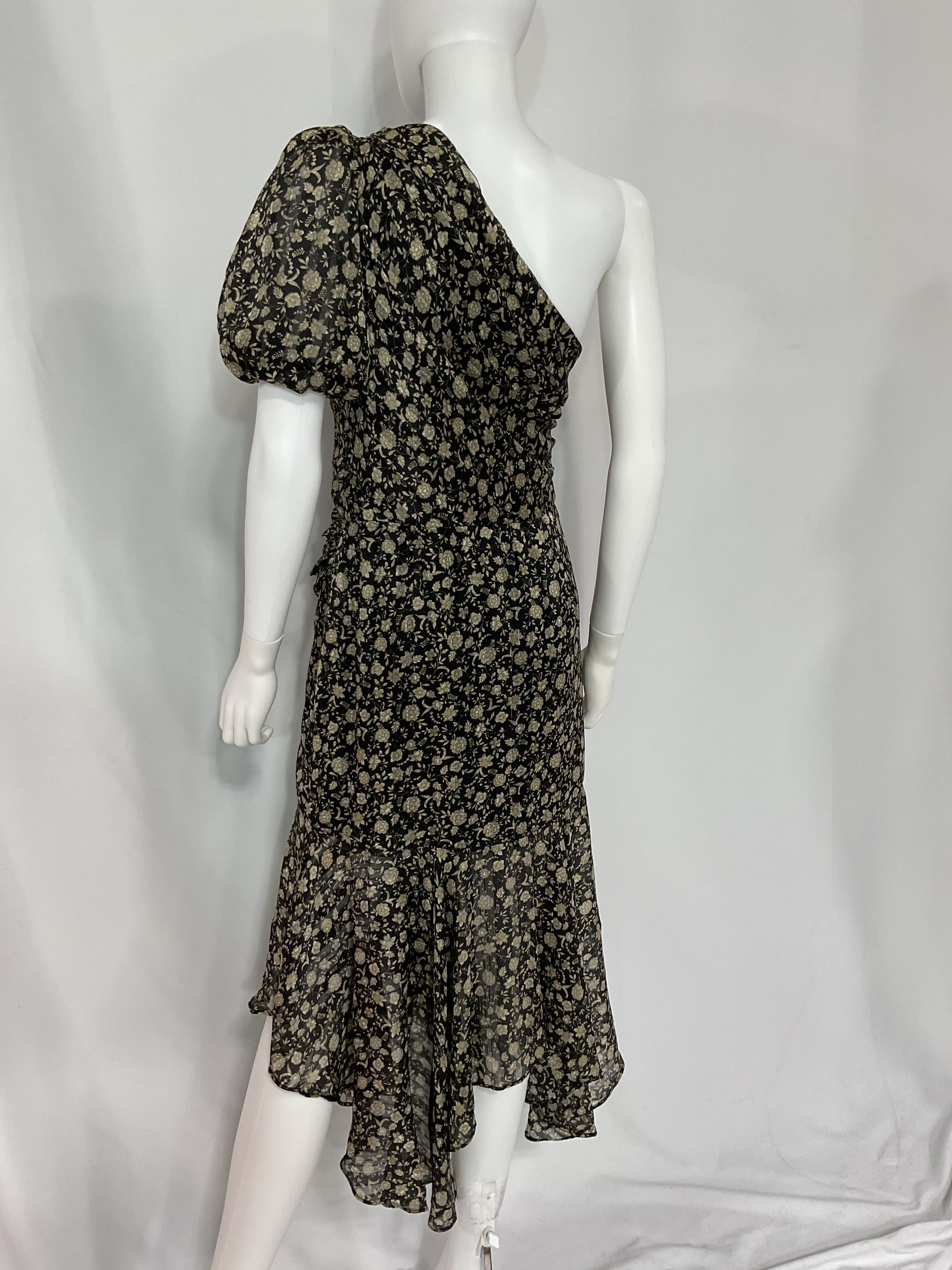 Santorini Midi Dress In Black & Taupe Multi - Image 3