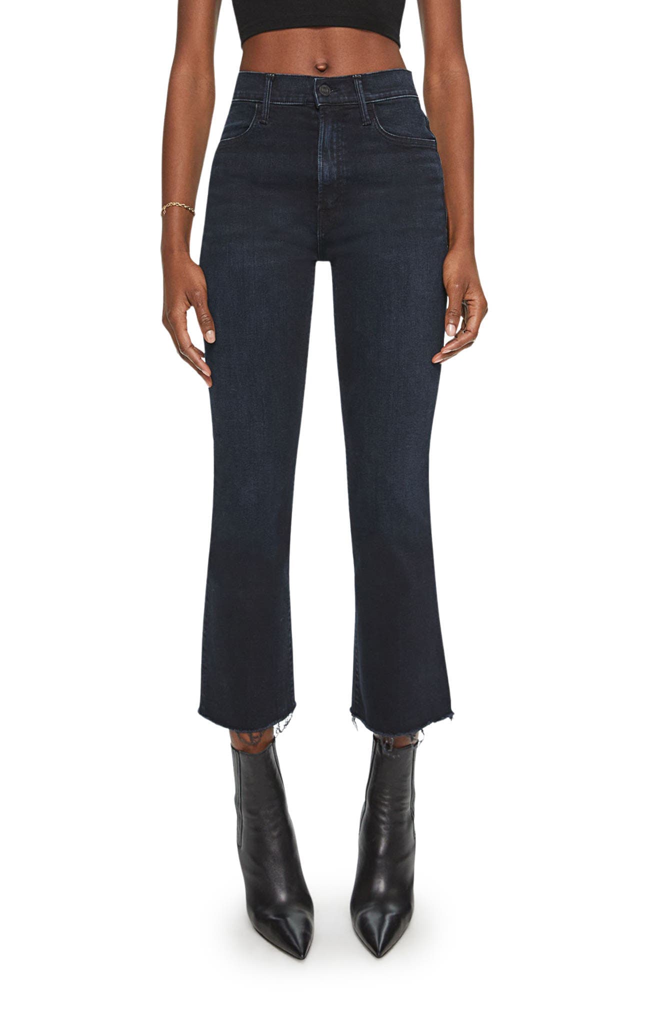 The Hustler Frayed High Waist Ankle Flare Jeans - Image 1