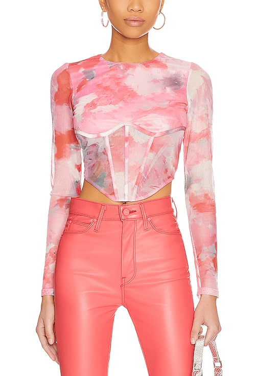 Lena Mesh Corset Top In Wildflower - Image 1