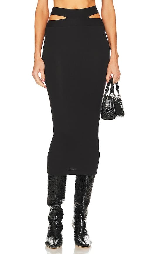 Nola Midi Skirt In Black - Image 1