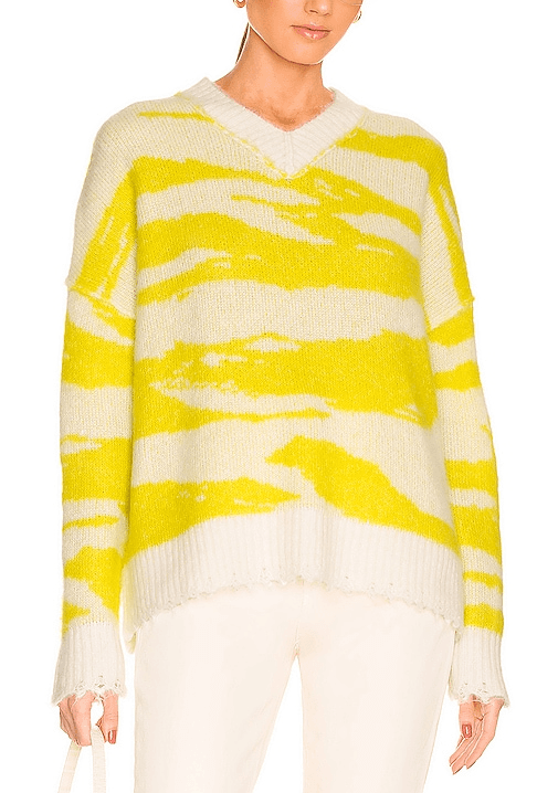 Tiga V-Neck Sweater In Sunshine & White - Image 1
