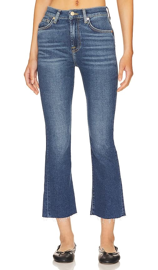 7 For All Mankind High Waisted Slim Kick In Blue Print - Image 1
