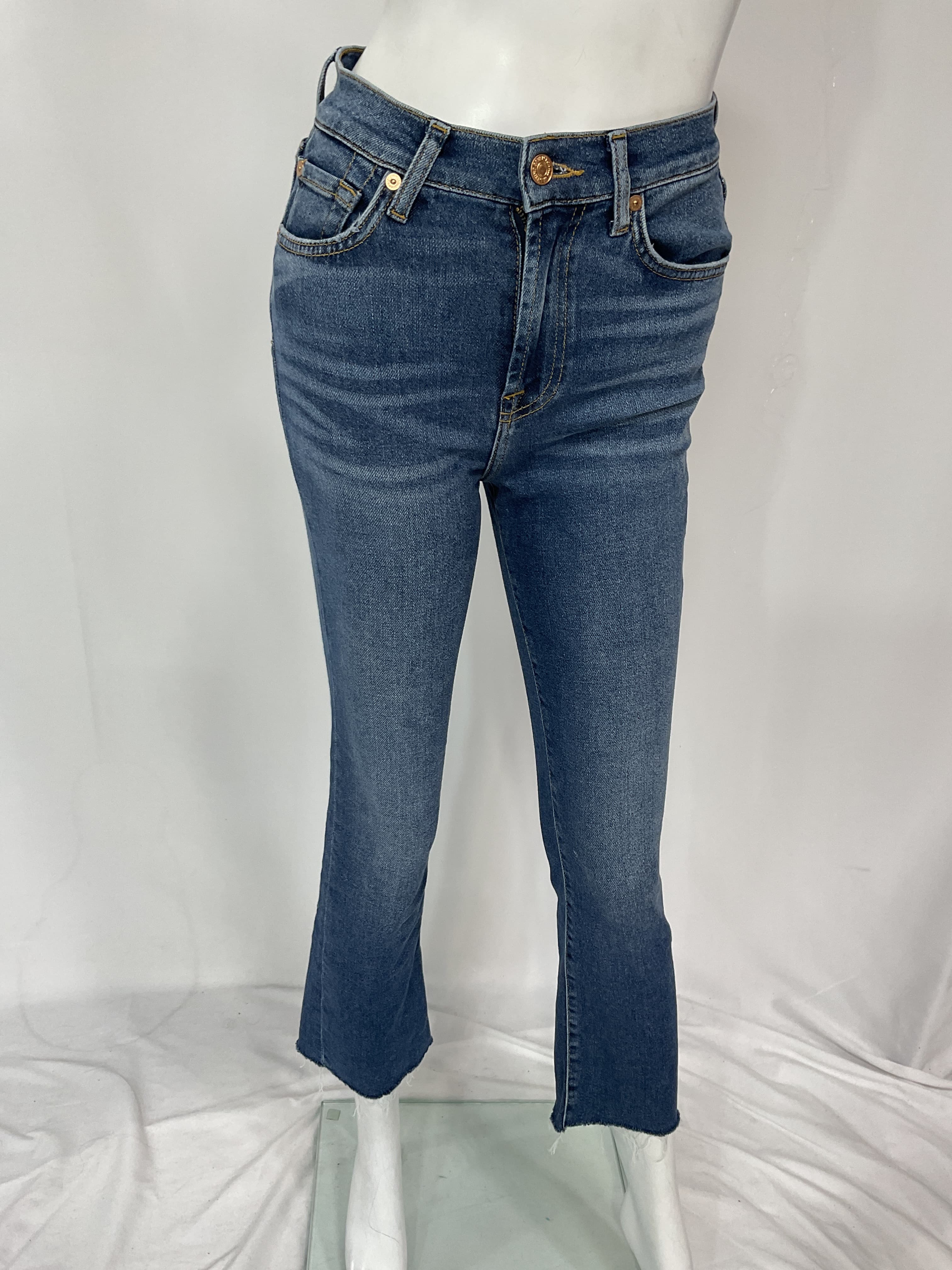 7 For All Mankind High Waisted Slim Kick In Blue Print - Image 2