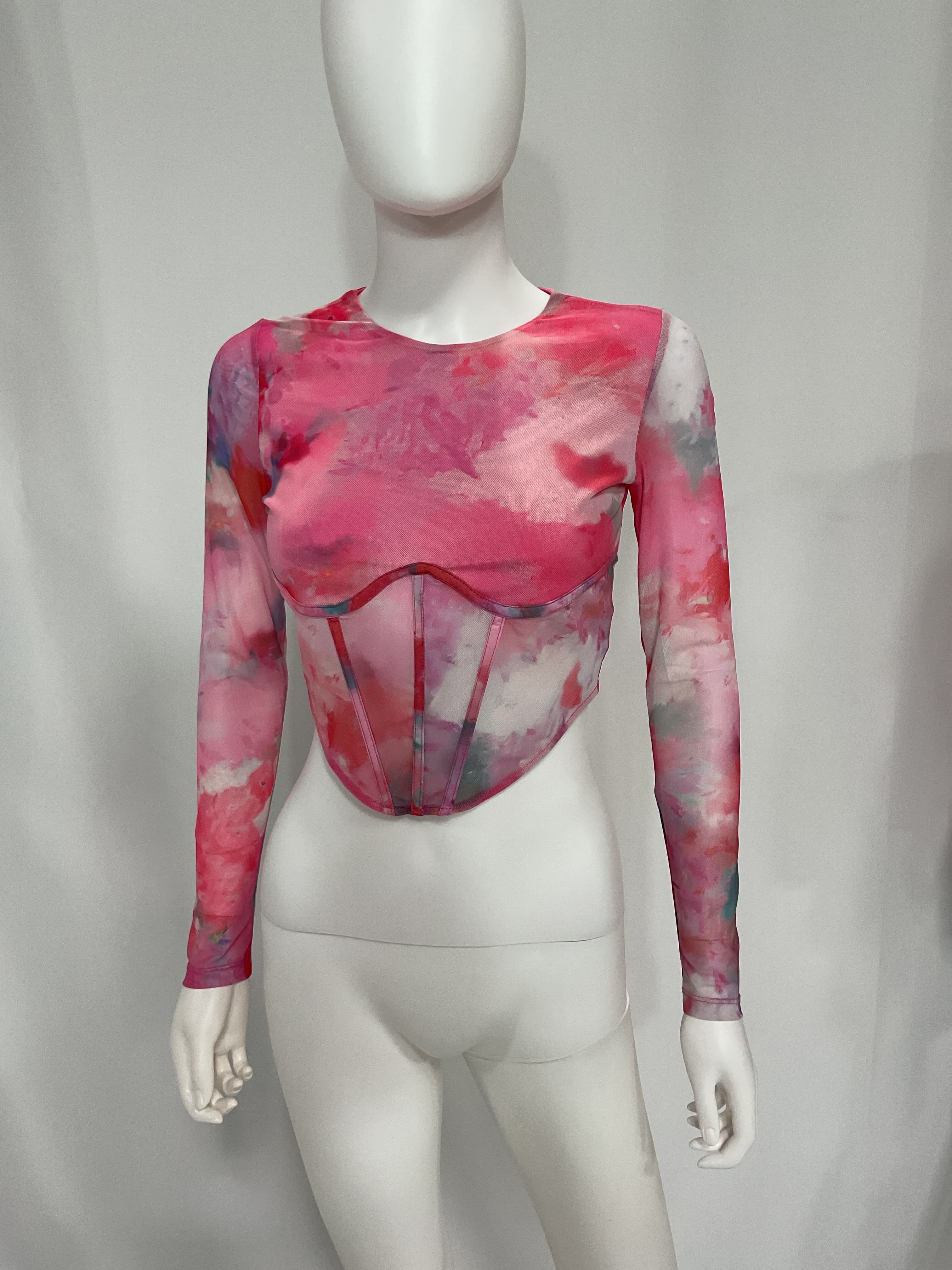 Lena Mesh Corset Top In Wildflower - Image 3