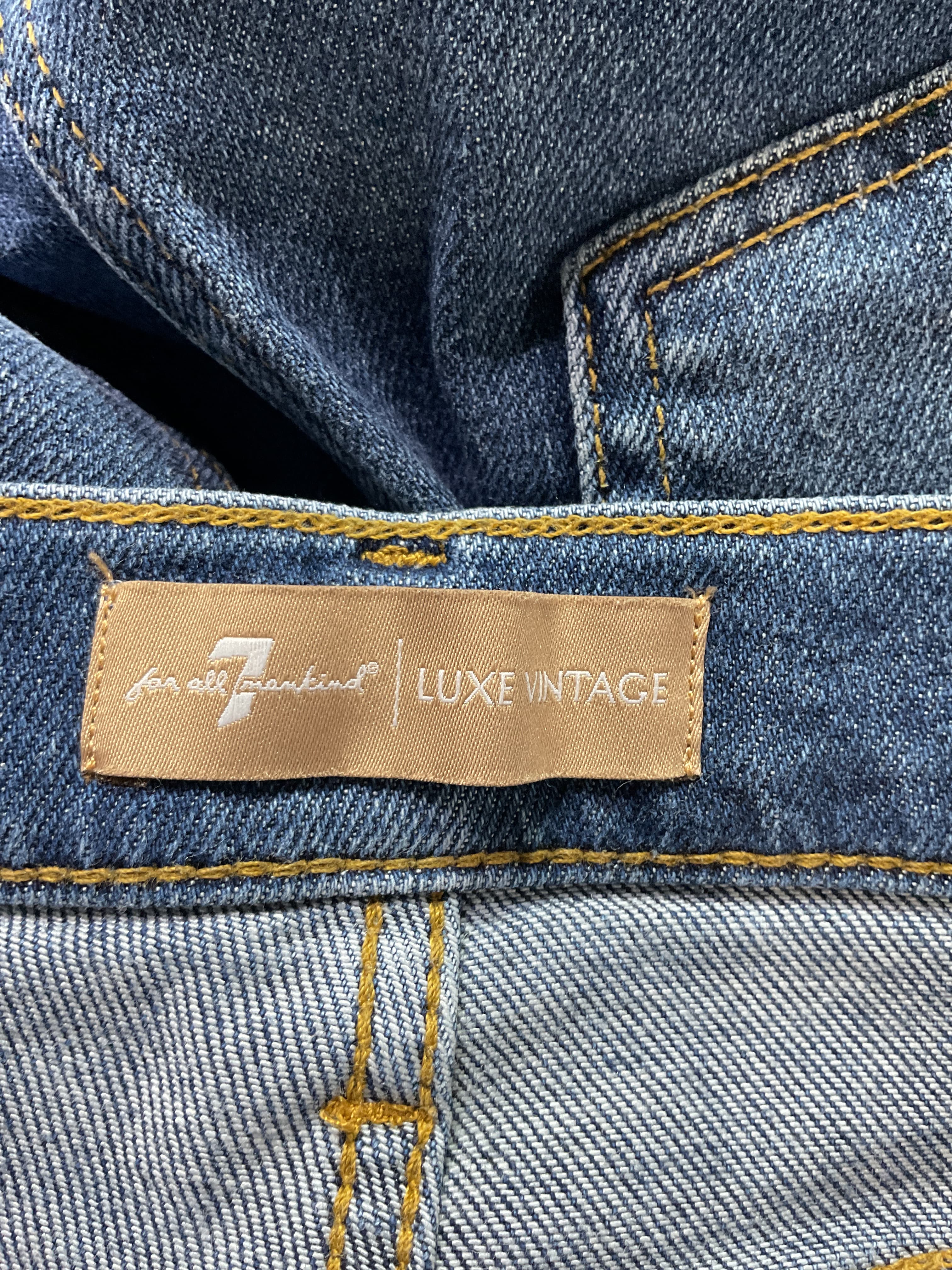 7 For All Mankind High Waisted Slim Kick In Blue Print - Image 4