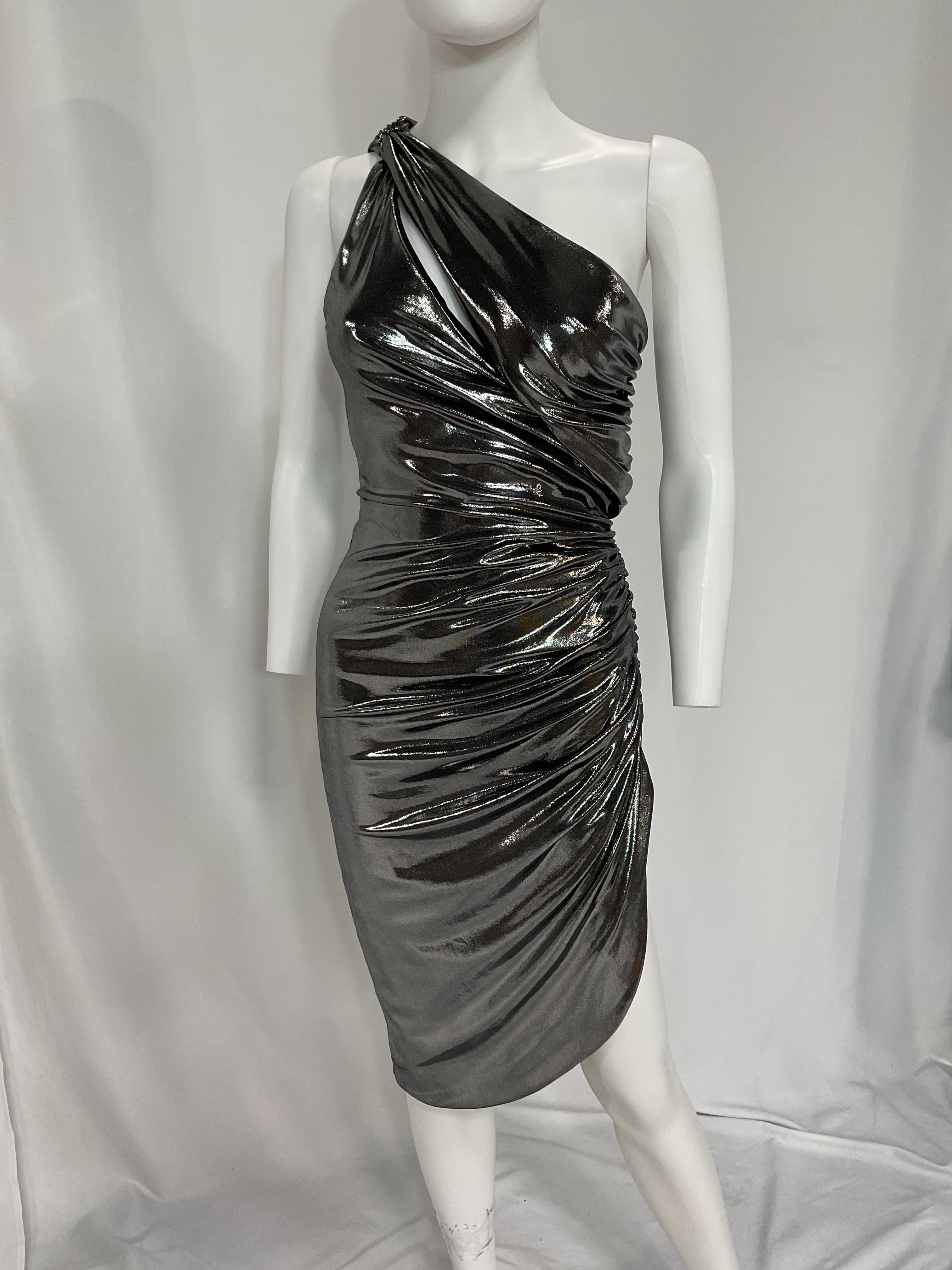 Amelie Midi Dress In Black Silver - Image 2
