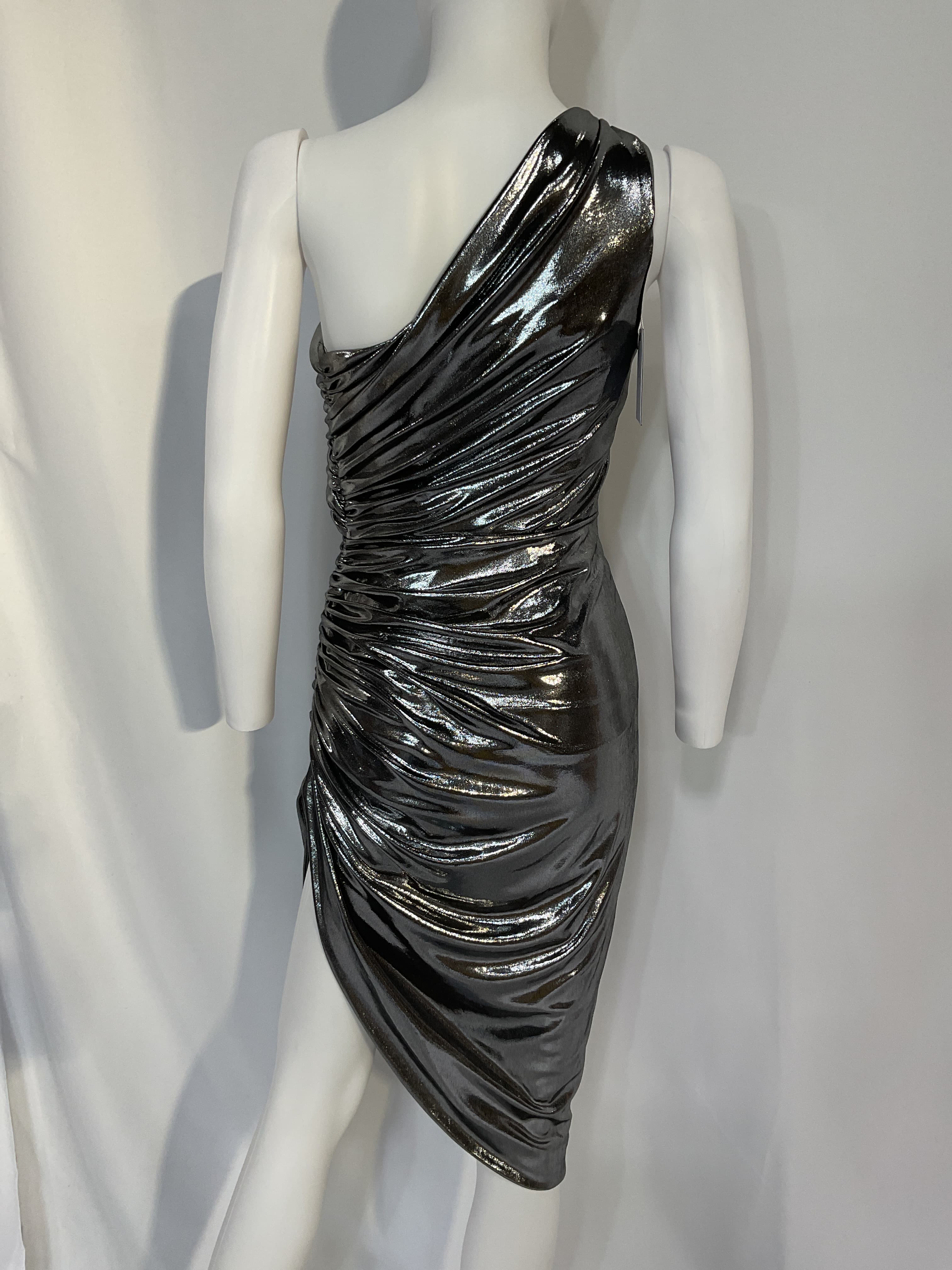 Amelie Midi Dress In Black Silver - Image 3