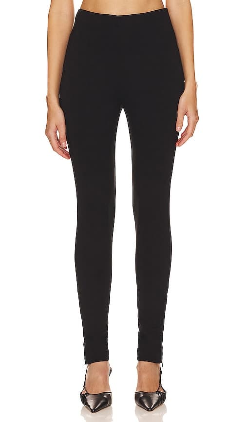 Side Slit Ponti Leggings In Black - Image 1