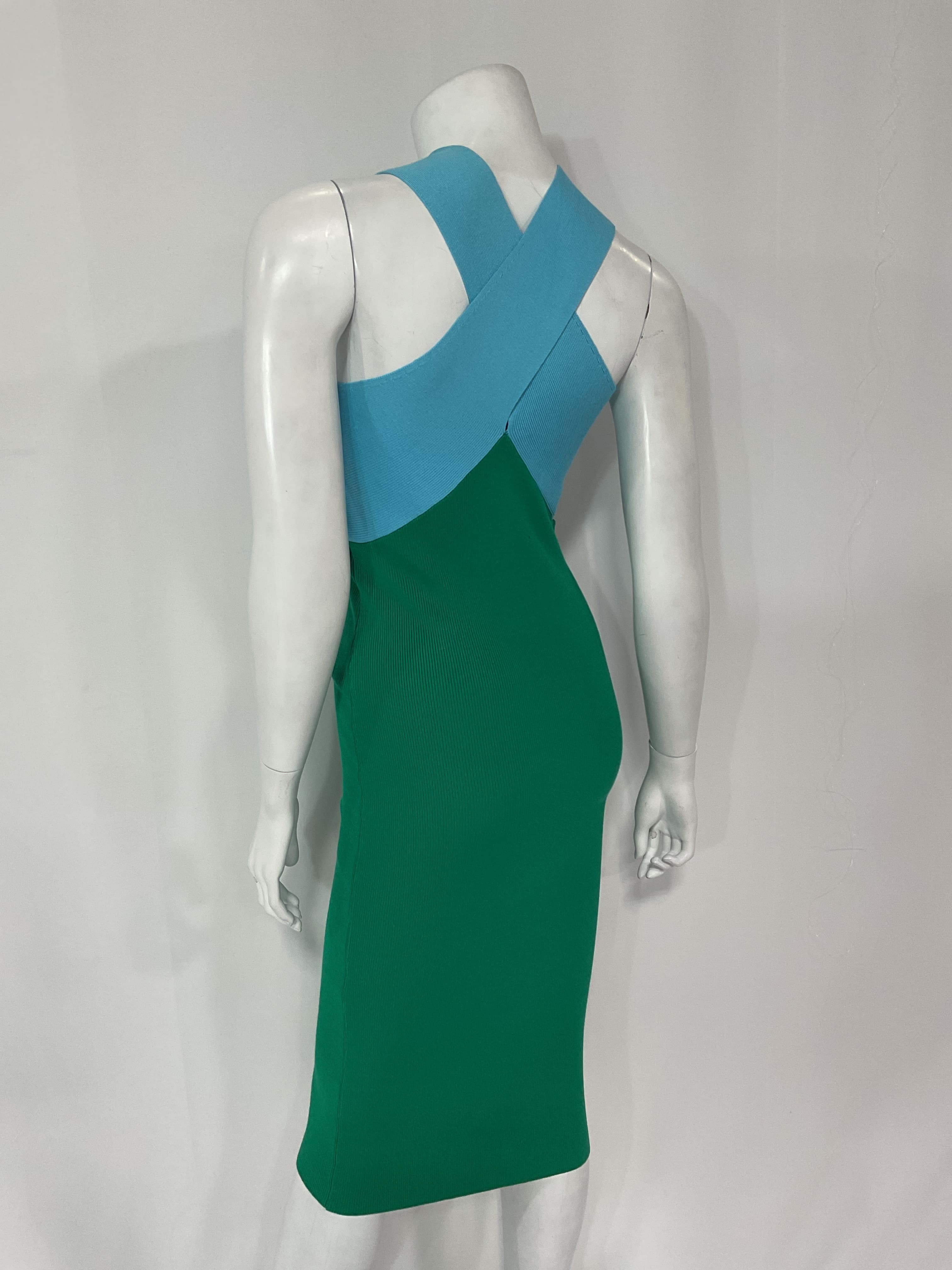 Midi Dress In Aqua & Emerald - Image 2