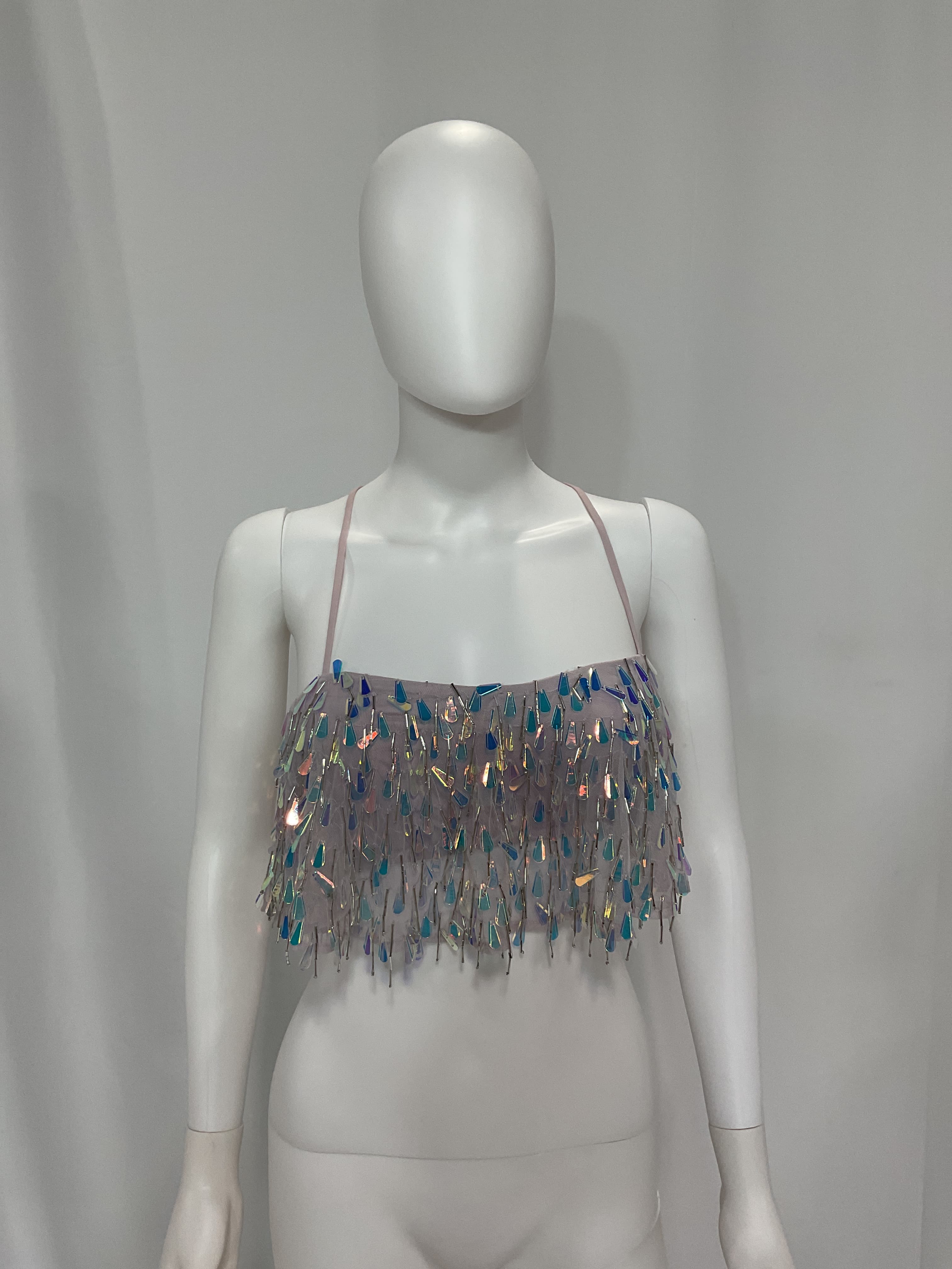 Mallory Embellished Crop Top In Silver - Image 3