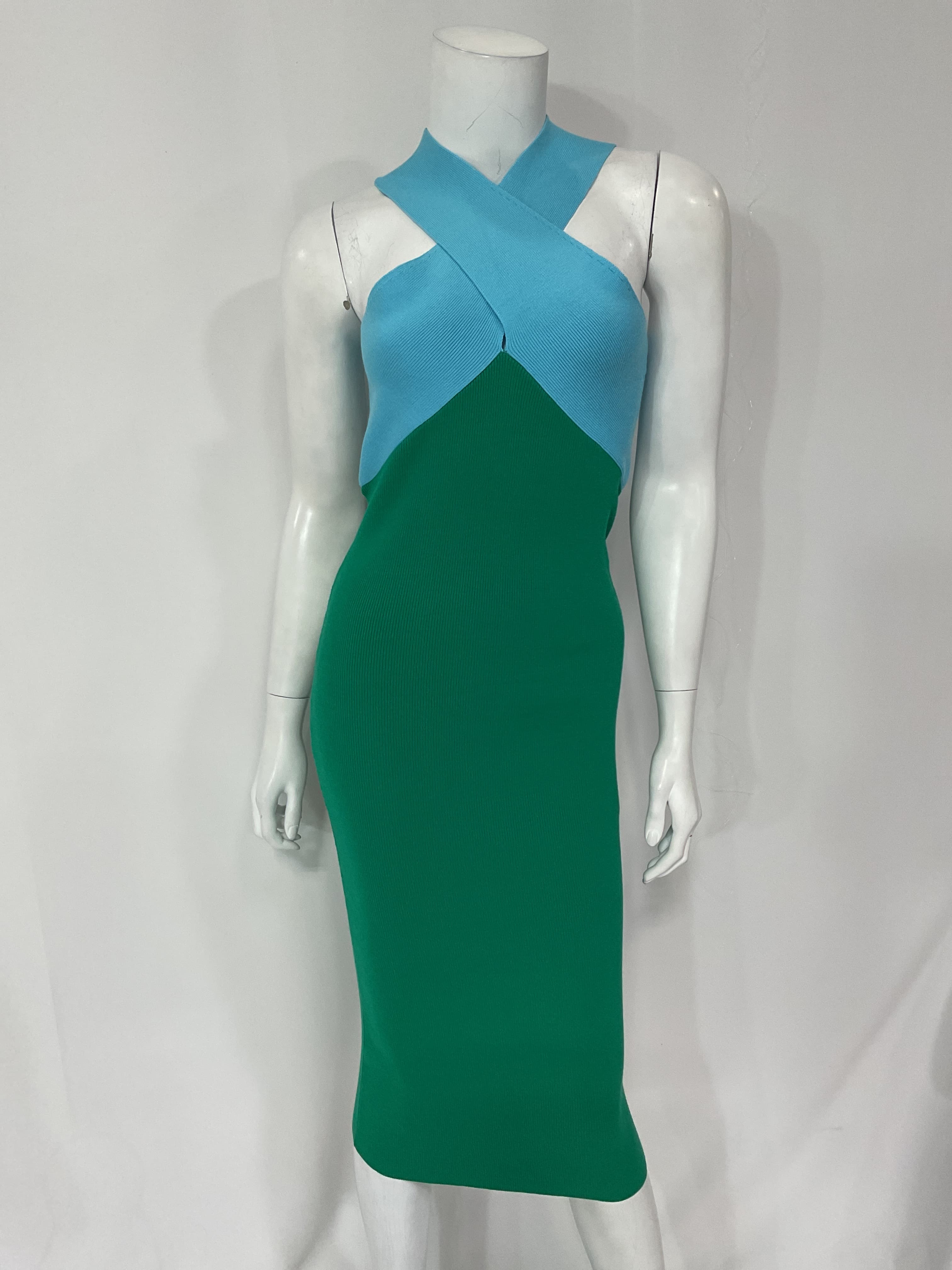 Midi Dress In Aqua & Emerald - Image 3