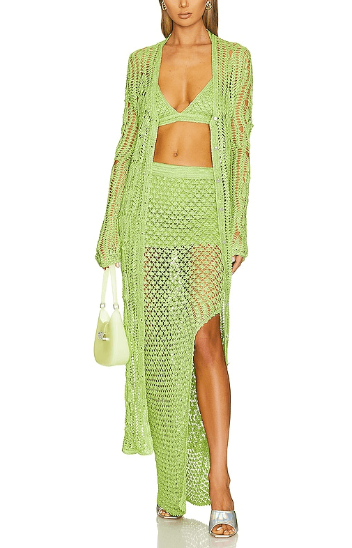 Allison Crochet Cardigan In Lime - Image 1