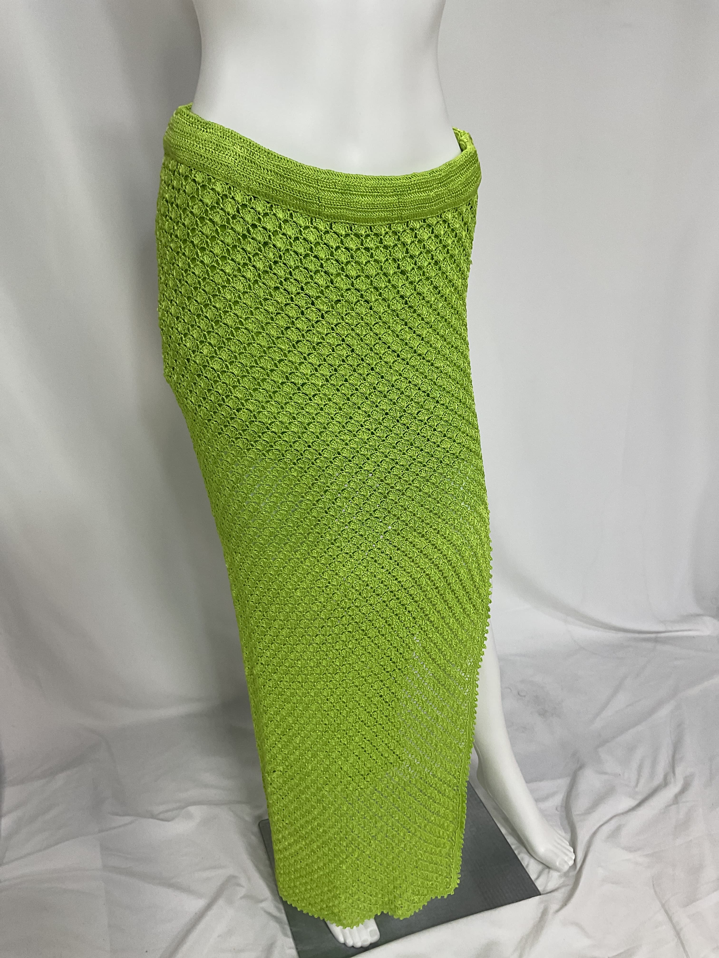Sandy Crochet Skirt In Lime - Image 3