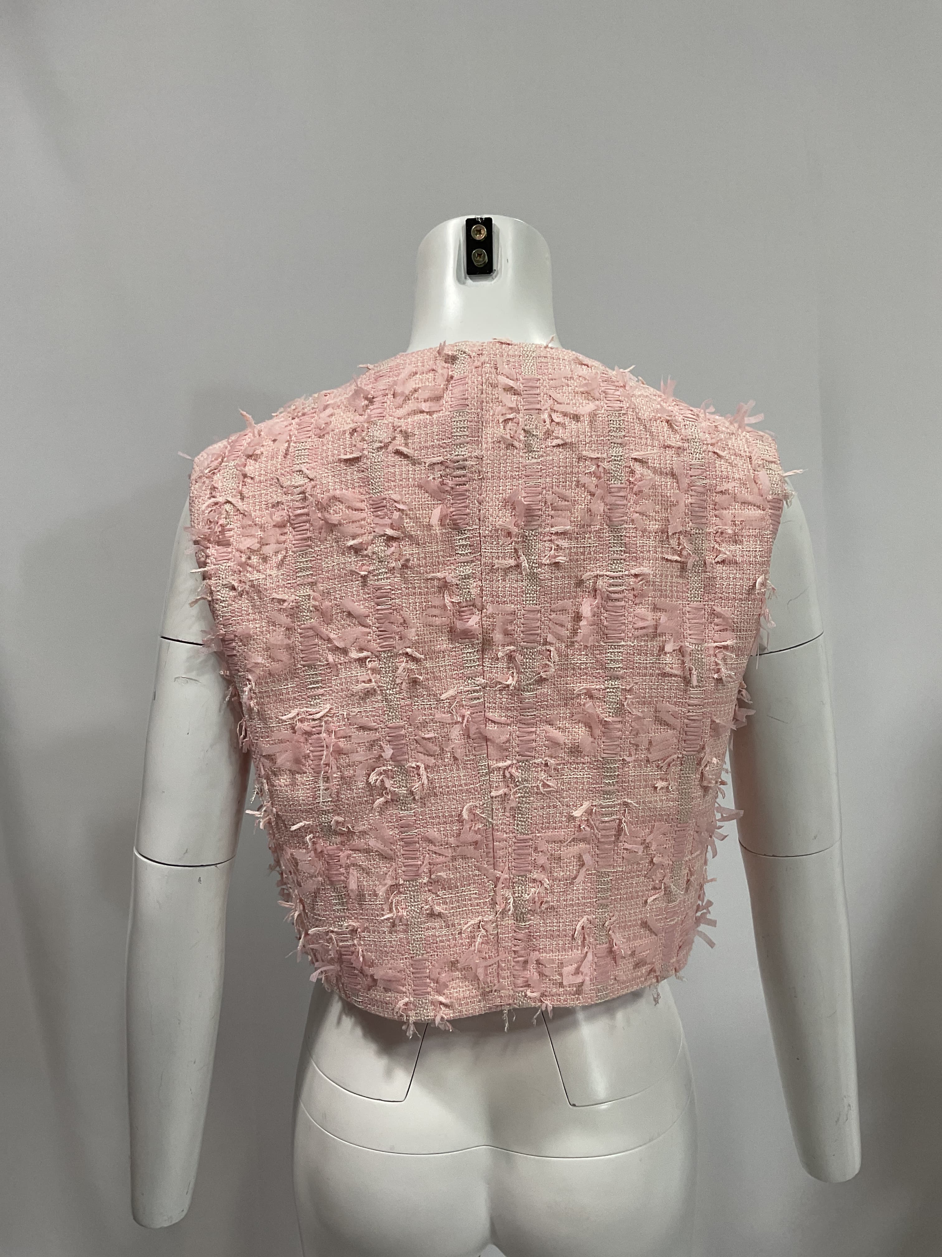 Francie Top In Pink Jacquard Tweed - Image 2