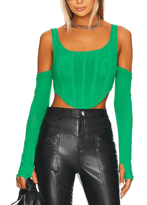 Aria Corset Top In Green - Image 1