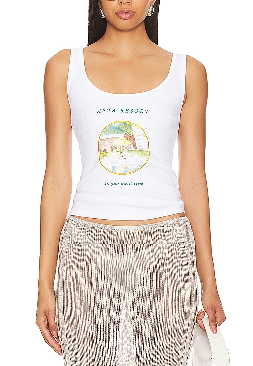 Asta Resort X Revolve Palm Springs Embroidered Tank In Antique White - Image 1