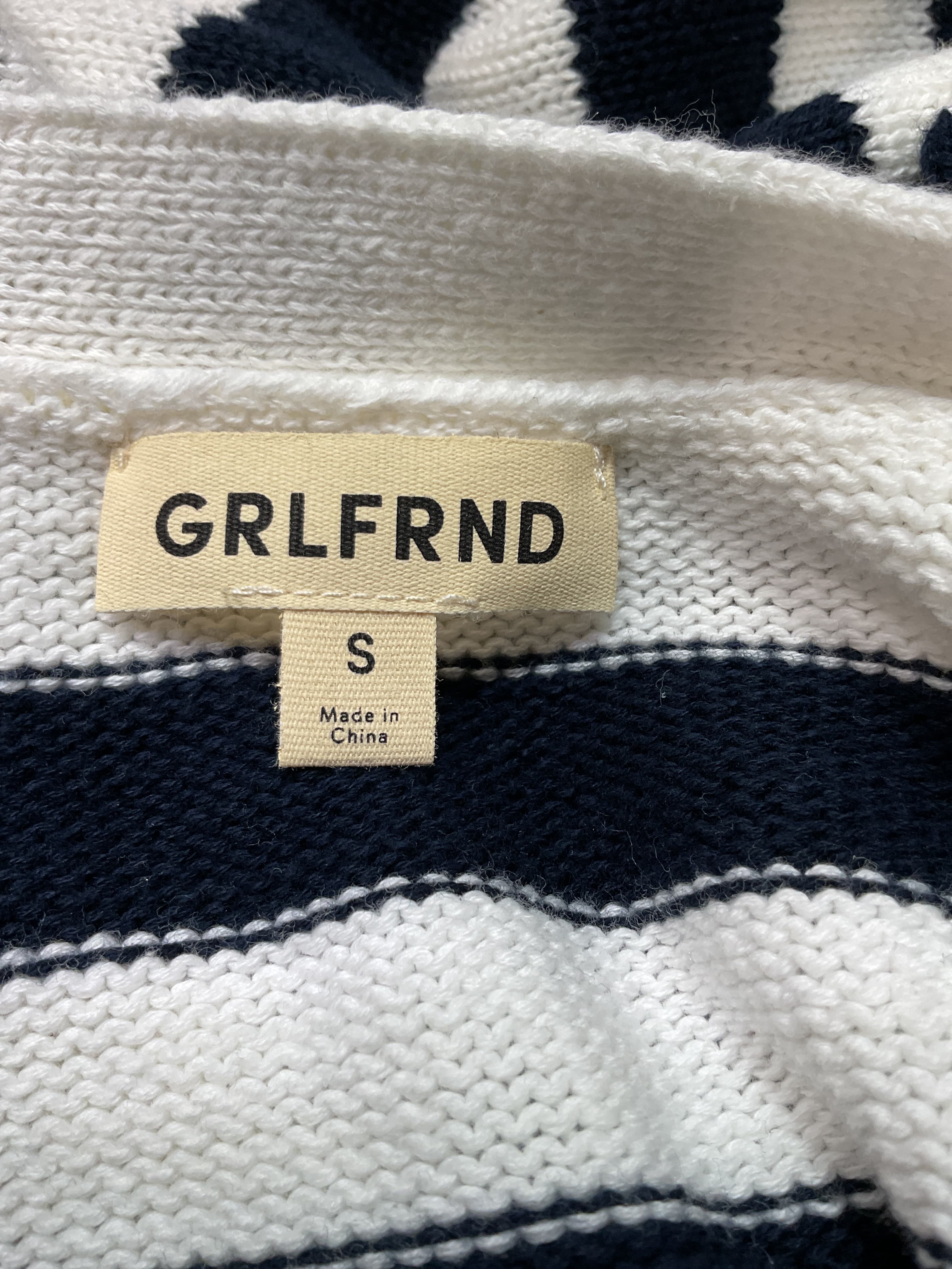 Ragnar Striped Boxy Cardigan In Ivory & Navy - Image 4